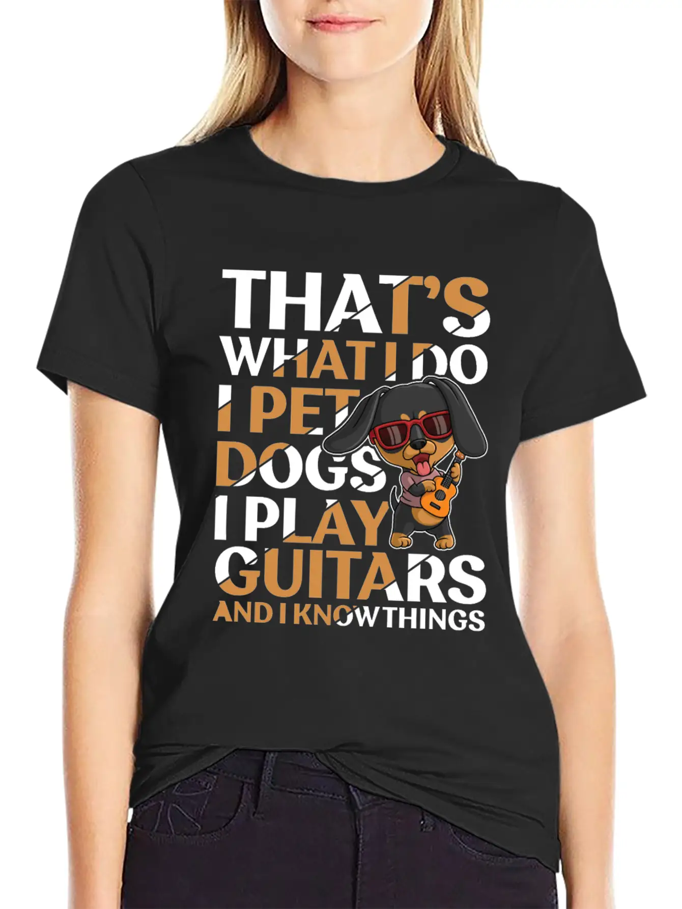 Pet Dogs & Guitar Soft Cotton Short Sleeve Tee – Unisex Wardrobe Staple