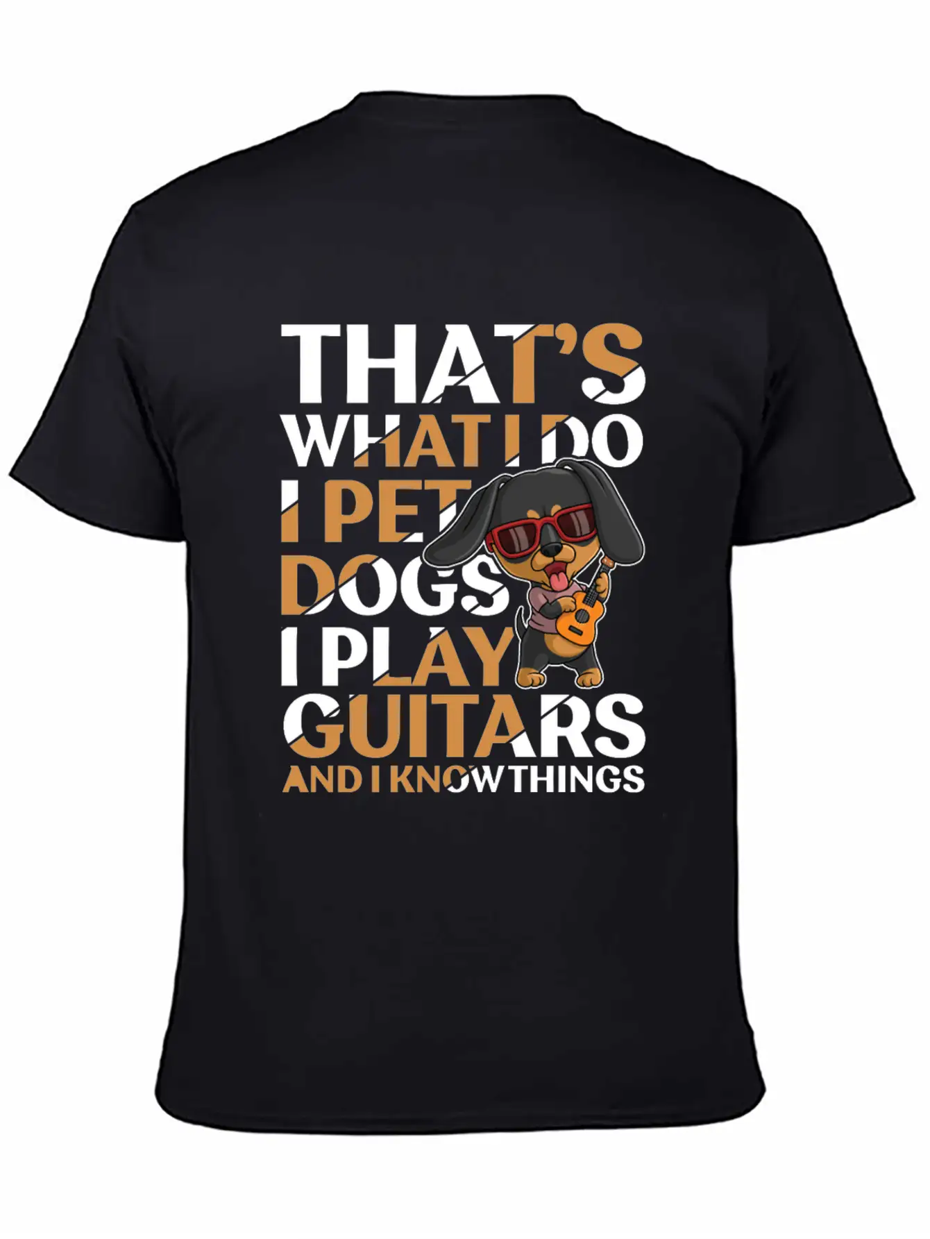 Pet Dogs & Guitar Soft Cotton Short Sleeve Tee – Unisex Wardrobe Staple