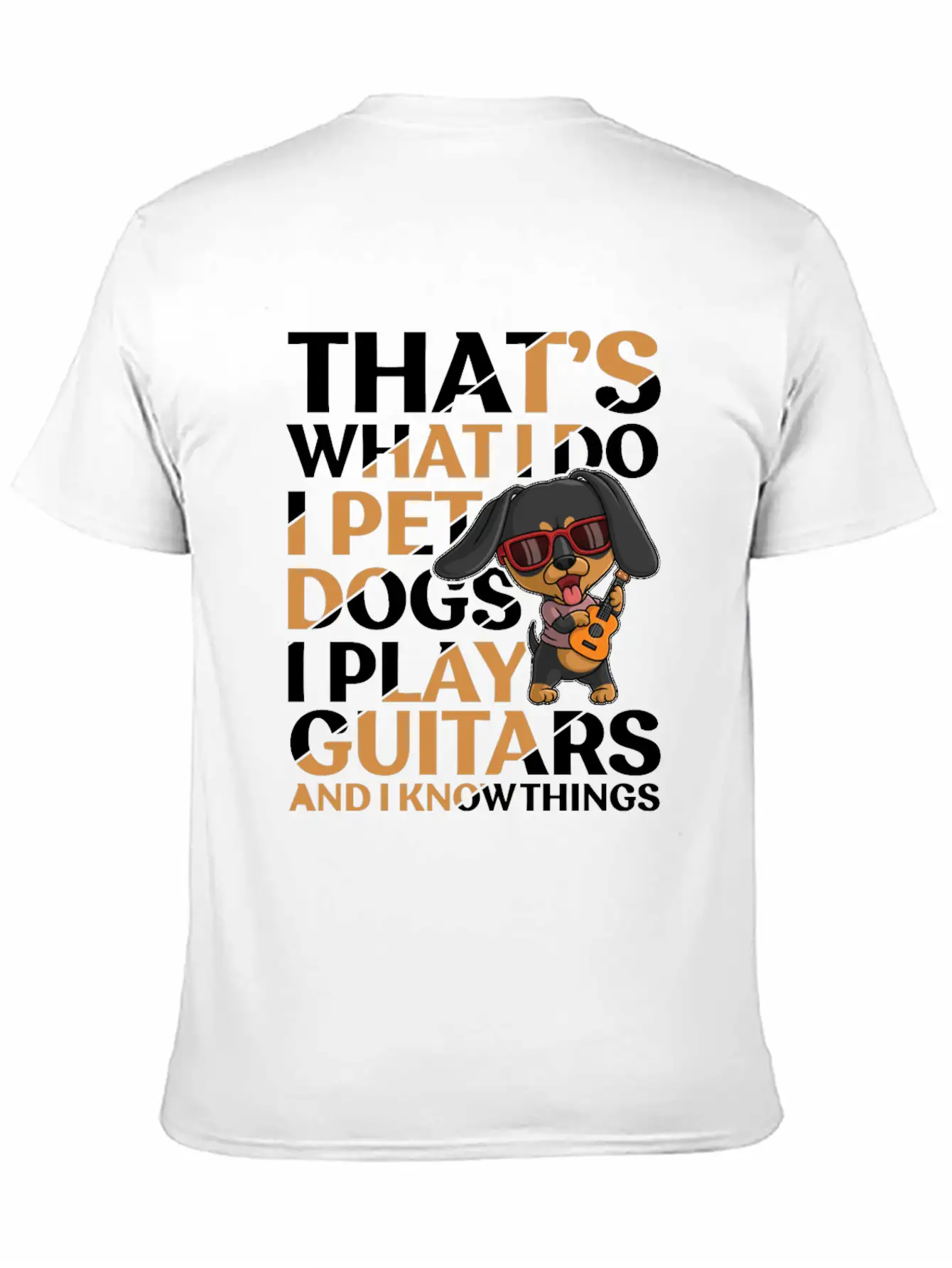 Pet Dogs & Guitar Soft Cotton Short Sleeve Tee – Unisex Wardrobe Staple