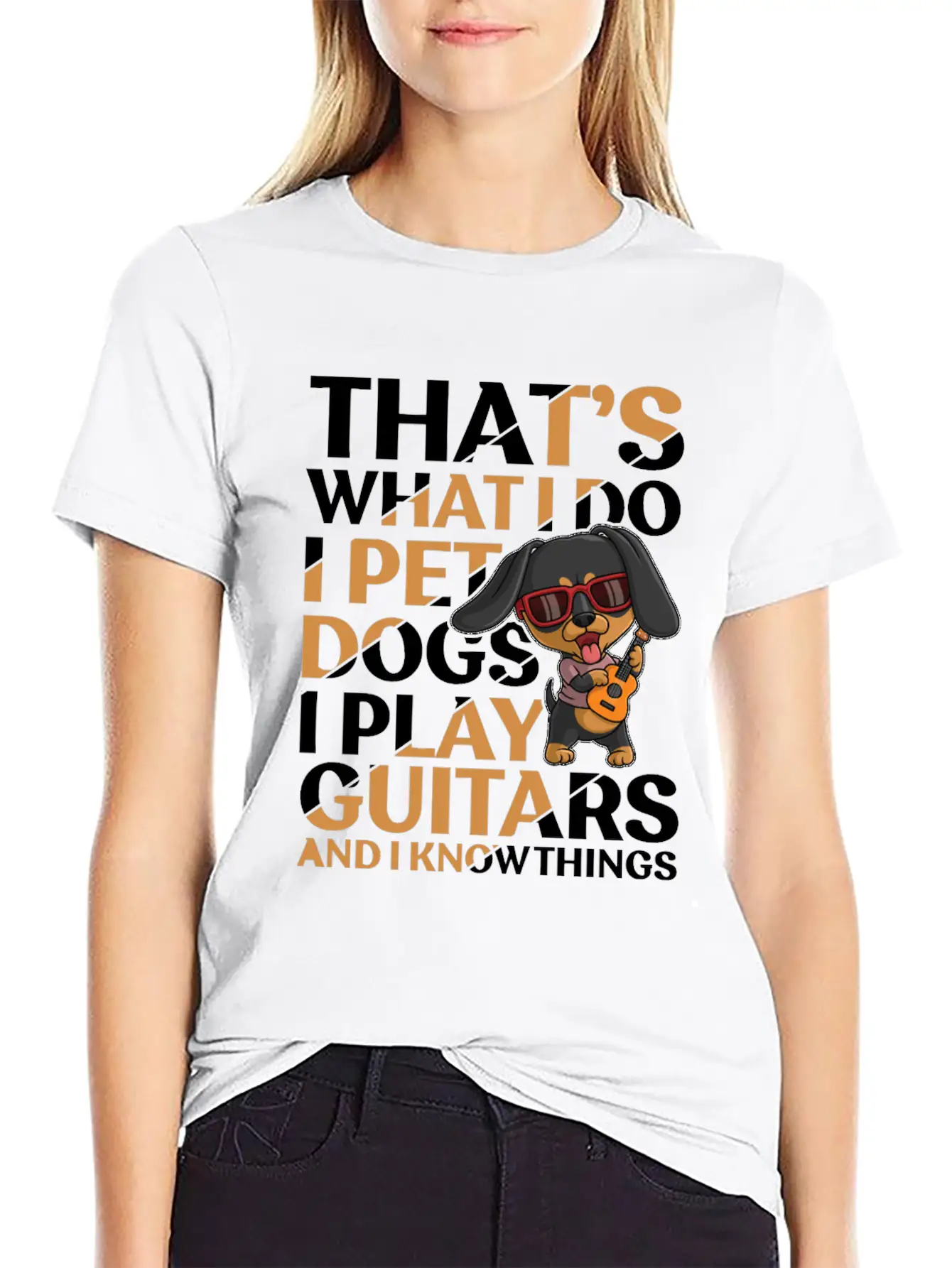 Pet Dogs & Guitar Soft Cotton Short Sleeve Tee – Unisex Wardrobe Staple