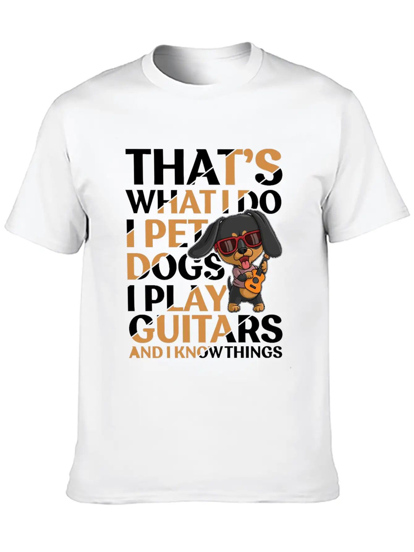 Pet Dogs & Guitar Soft Cotton Short Sleeve Tee – Unisex Wardrobe Staple