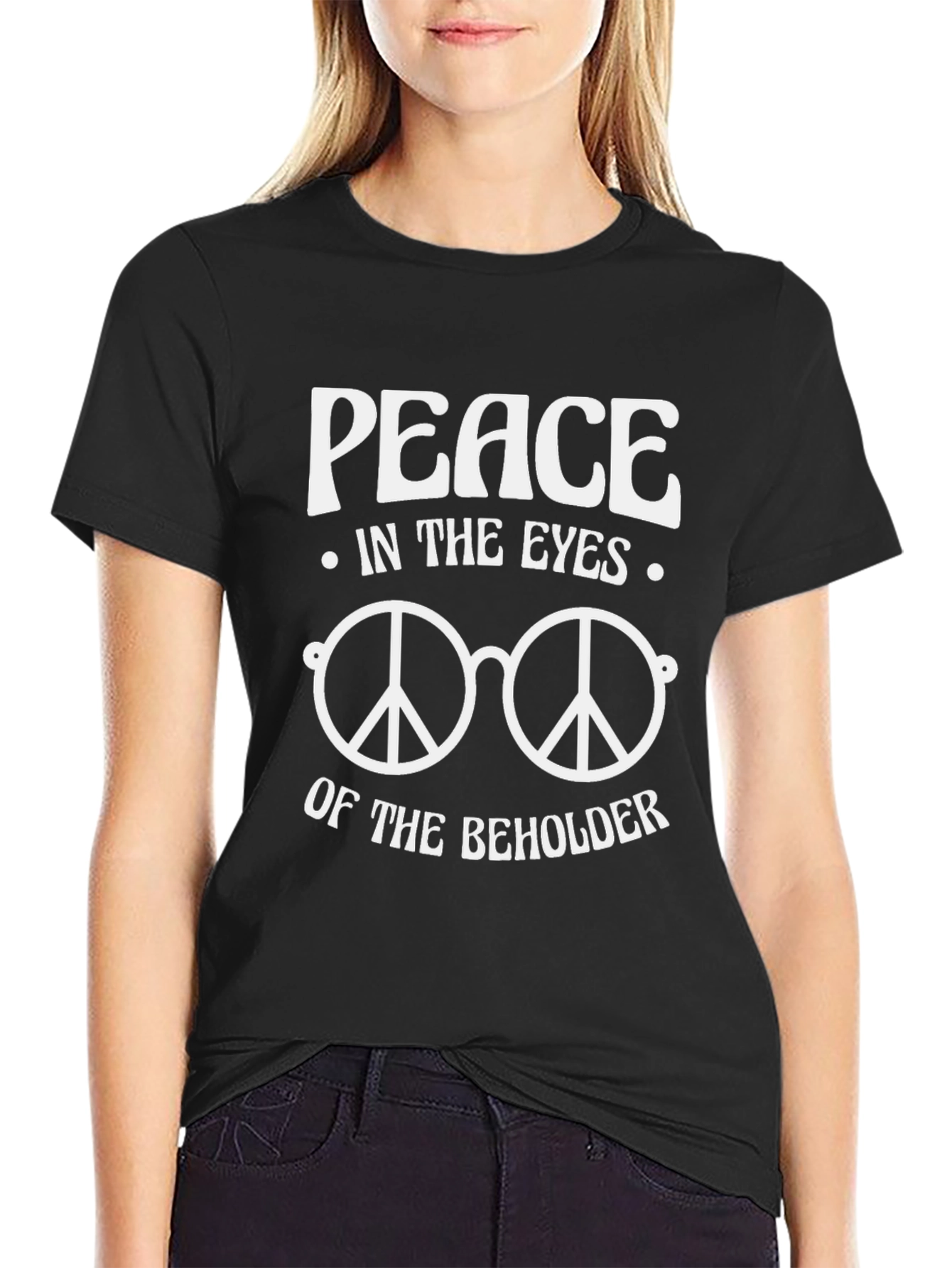 Peace in the Eyes T-Shirt - Black Hippie Tee