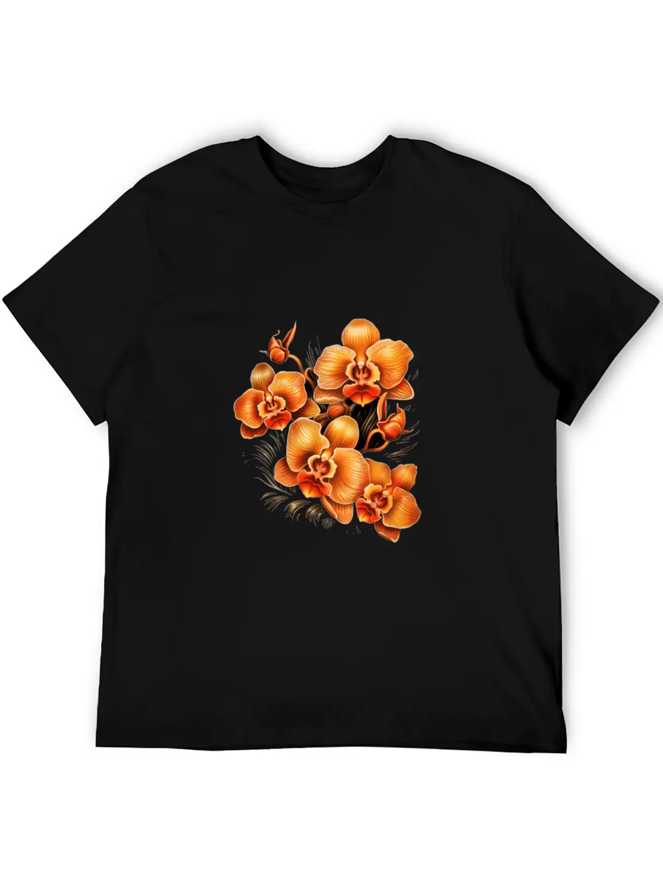 Phalaenopsis Orange Orchid Moth Orchids Flower Modern Fit Casual T-Shirt – Clean And Versatile Design
