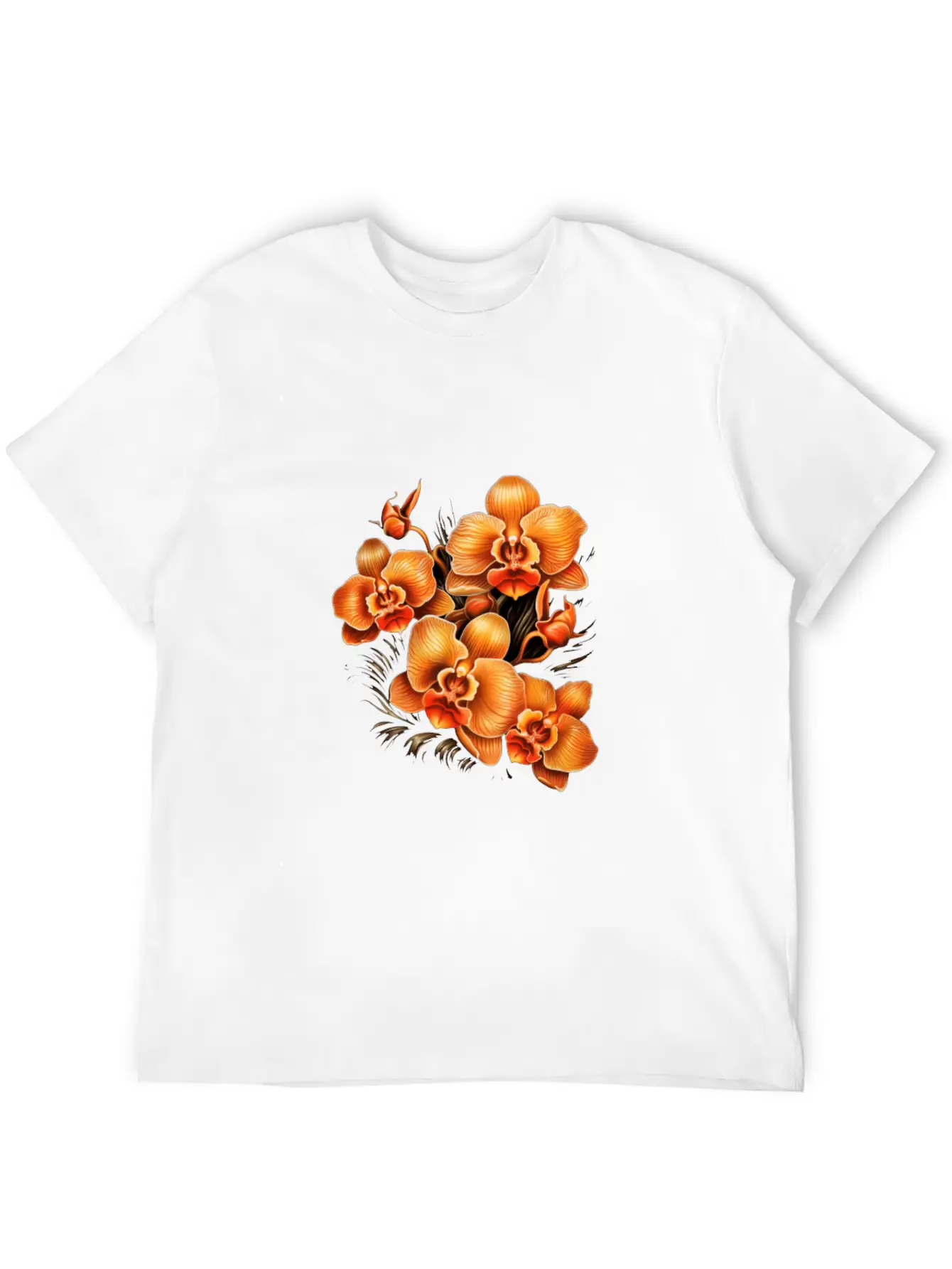 Phalaenopsis Orange Orchid Moth Orchids Flower Modern Fit Casual T-Shirt – Clean And Versatile Design
