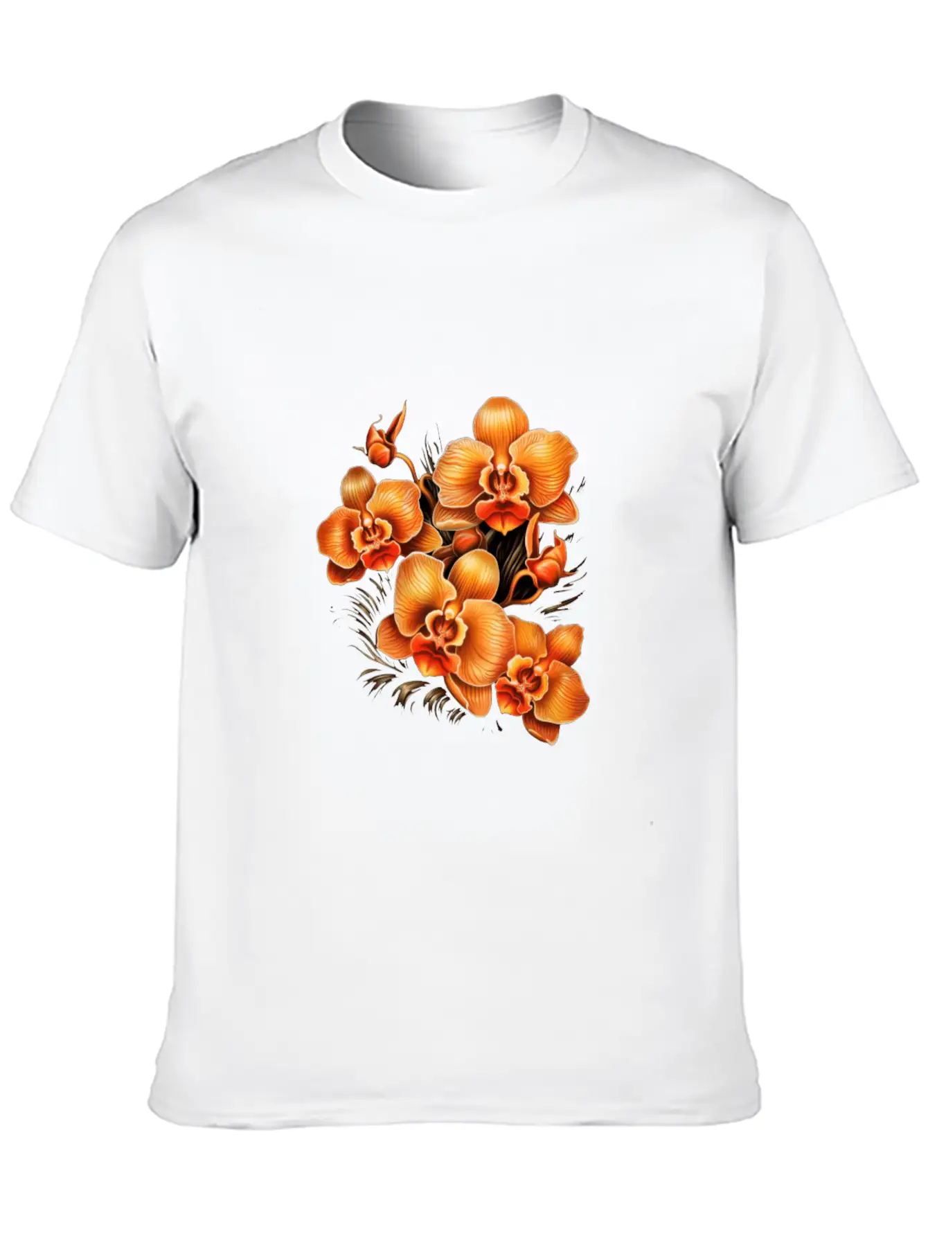 Phalaenopsis Orange Orchid Moth Orchids Flower Modern Fit Casual T-Shirt – Clean And Versatile Design