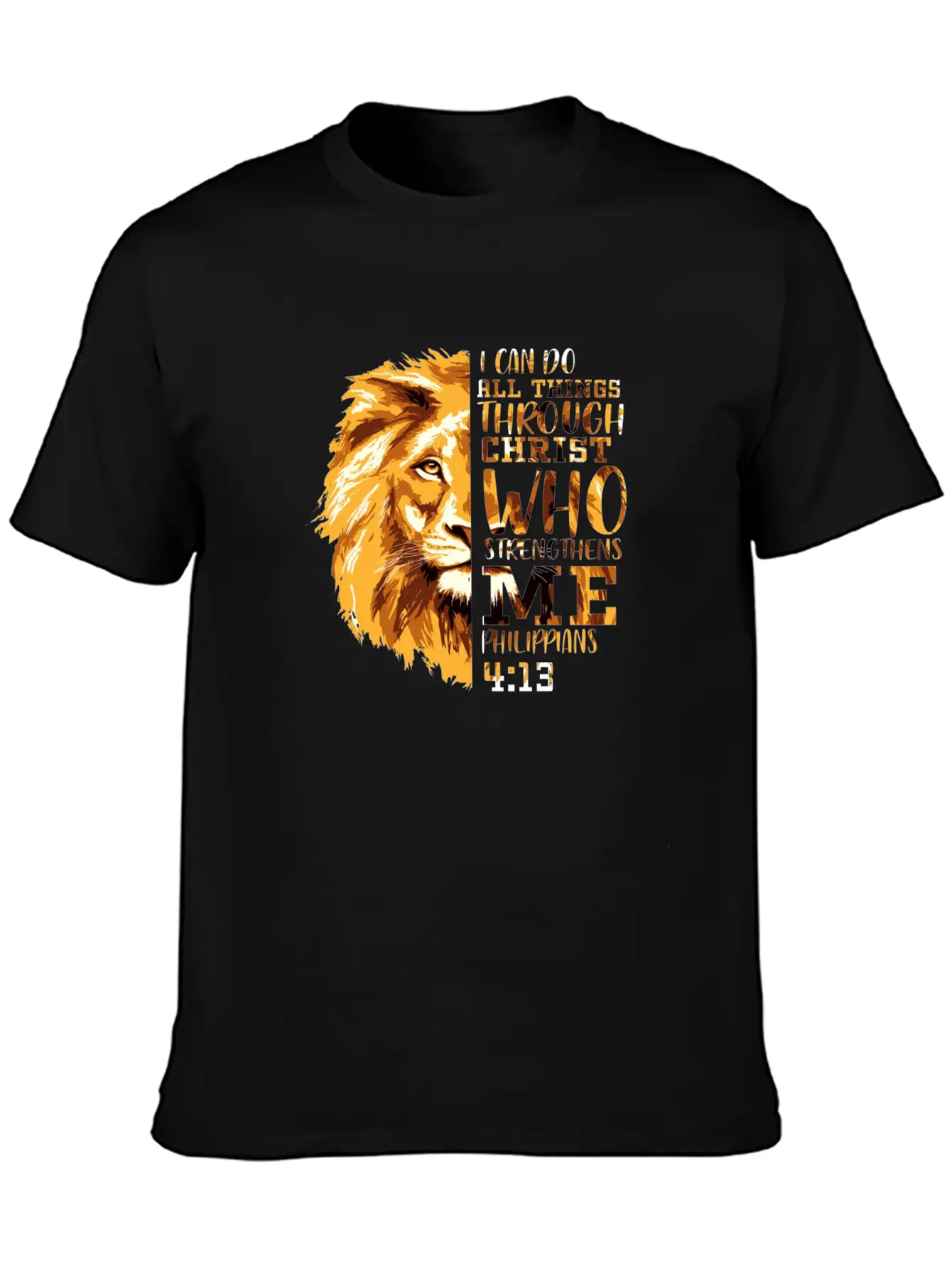 Philippians 413 Christian Bible Verse Lion Head Me Soft Cotton Short Sleeve Tee – Unisex Wardrobe Staple