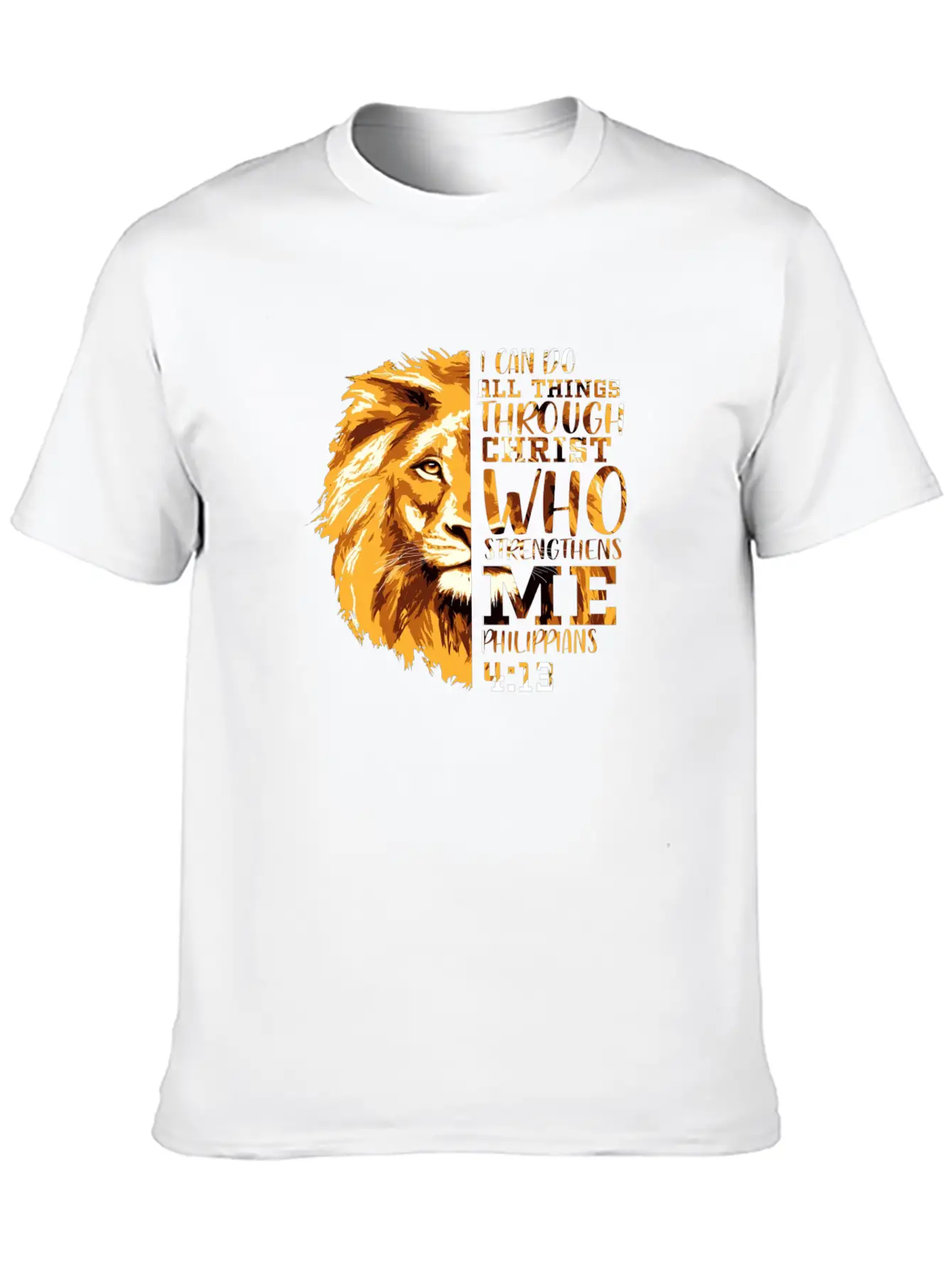 Philippians 413 Christian Bible Verse Lion Head Me Soft Cotton Short Sleeve Tee – Unisex Wardrobe Staple