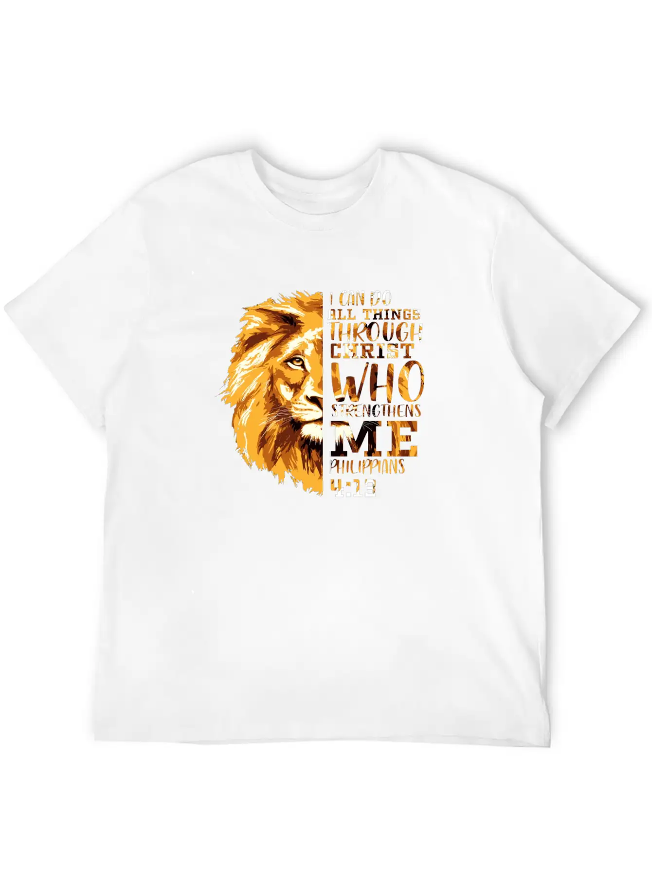 Philippians 413 Christian Bible Verse Lion Head Me Soft Cotton Short Sleeve Tee – Unisex Wardrobe Staple