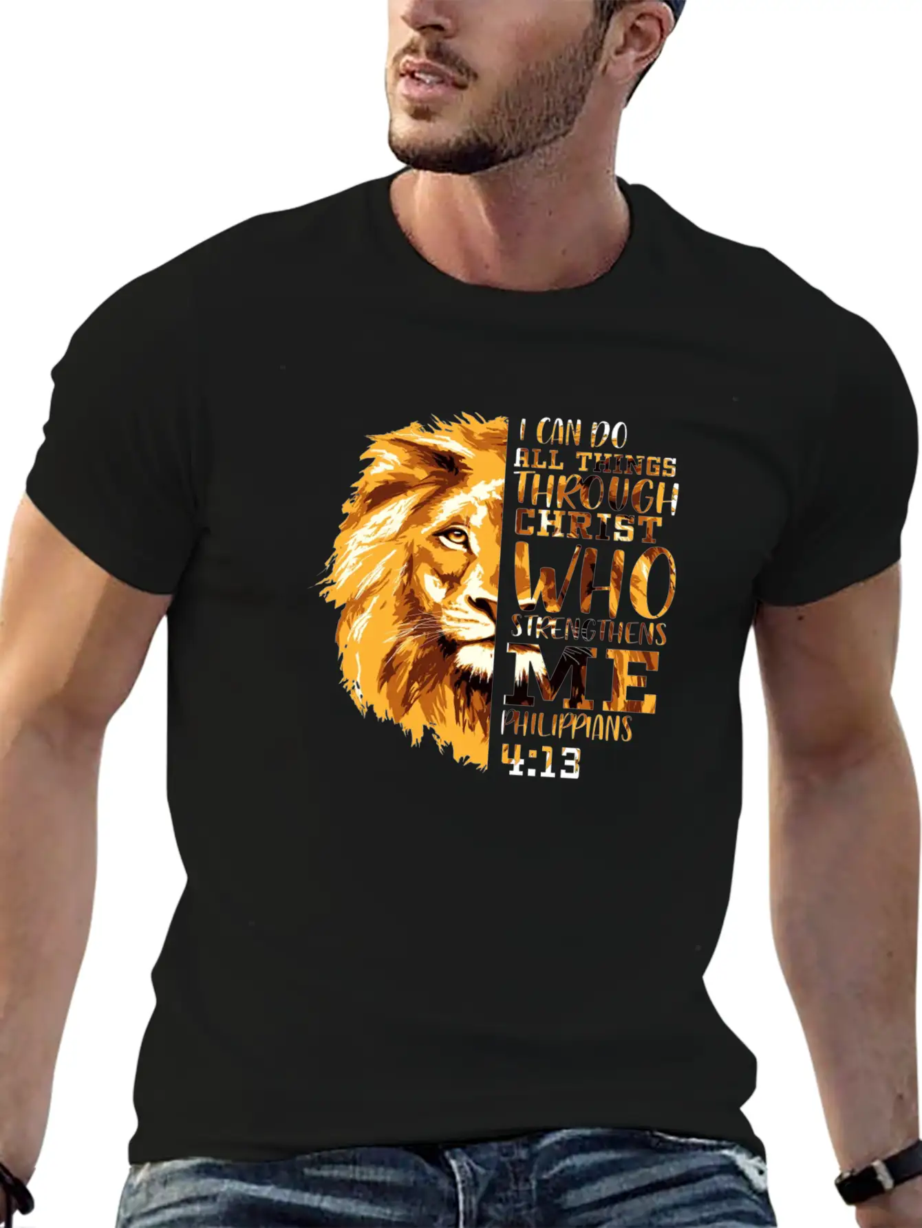 Philippians 413 Christian Bible Verse Lion Head Me Soft Cotton Short Sleeve Tee – Unisex Wardrobe Staple