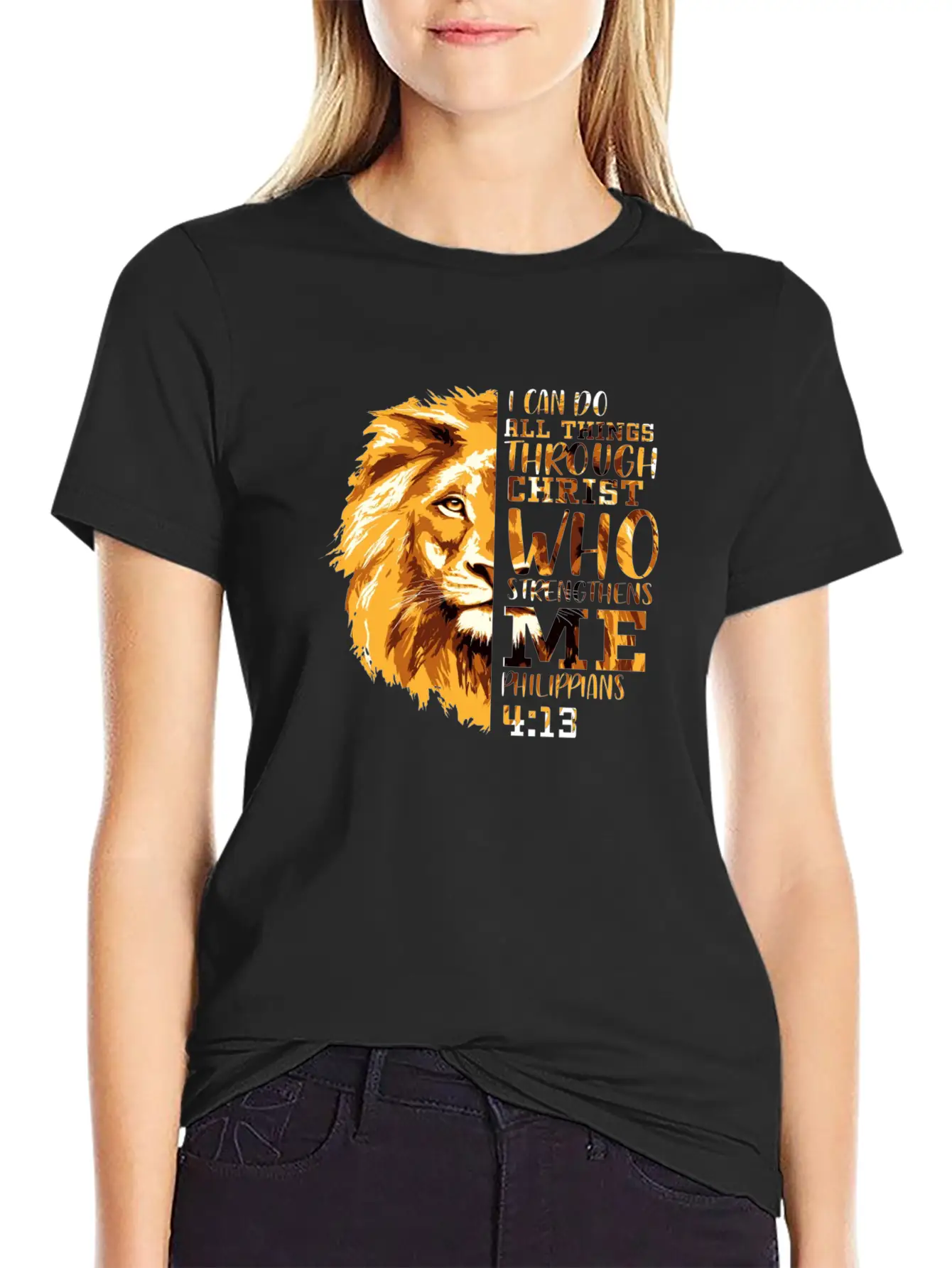 Philippians 413 Christian Bible Verse Lion Head Me Soft Cotton Short Sleeve Tee – Unisex Wardrobe Staple