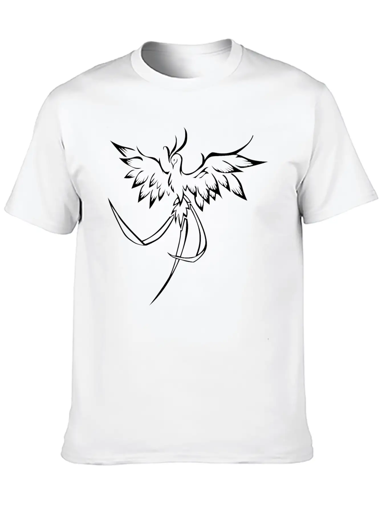 Phoenix Bird Line Art Essential Cotton Tee For Daily Outfits – Unisex Style