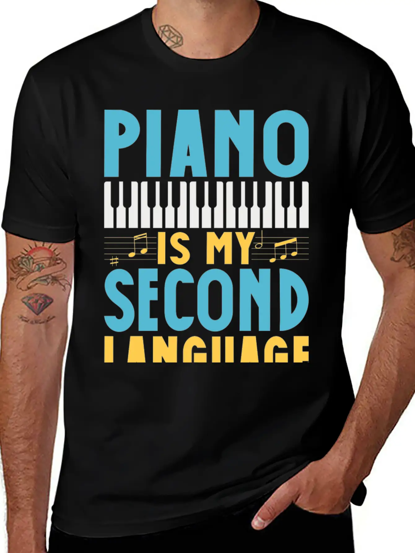 Pianist Is My Second Laguage Musician Piano Relaxed Everyday Tee – Lightweight And Durable Cotton