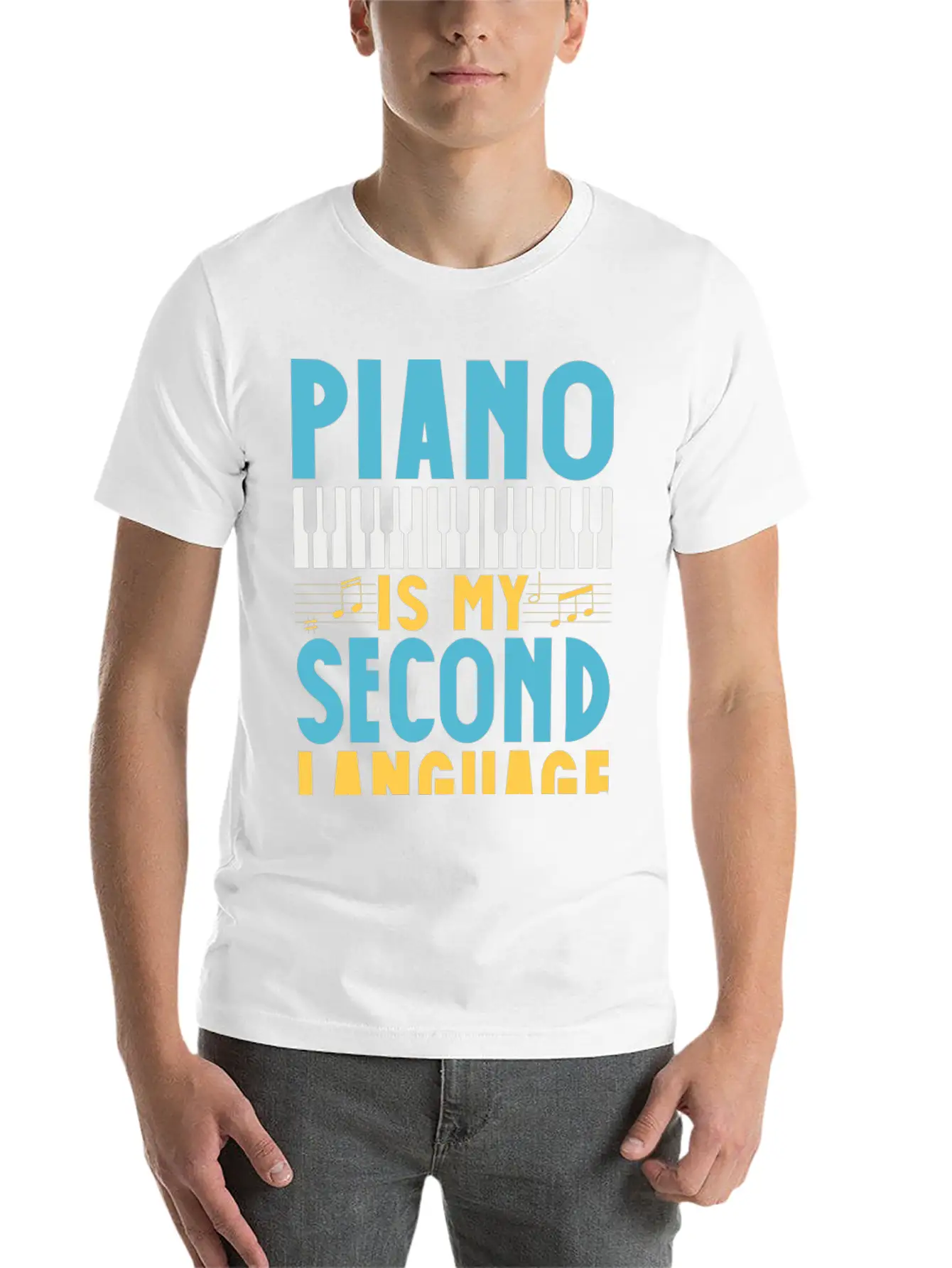 Pianist Is My Second Laguage Musician Piano Relaxed Everyday Tee – Lightweight And Durable Cotton