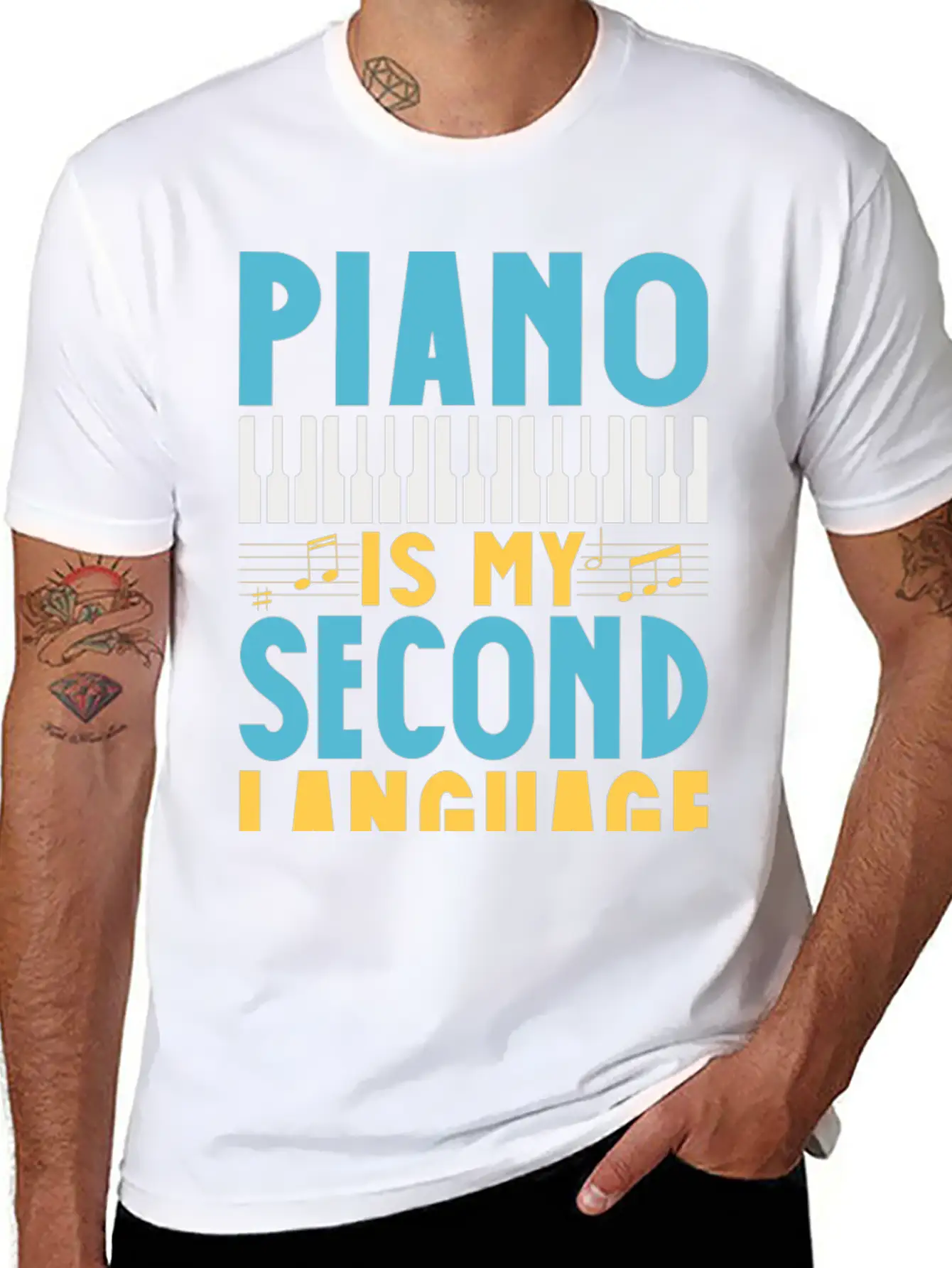 Pianist Is My Second Laguage Musician Piano Relaxed Everyday Tee – Lightweight And Durable Cotton