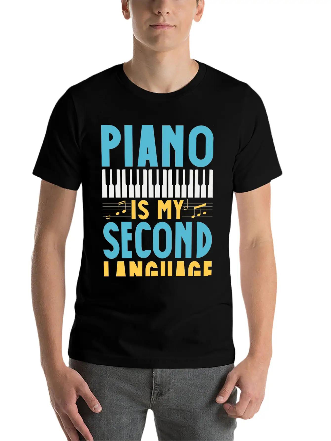 Pianist Is My Second Laguage Musician Piano Relaxed Everyday Tee – Lightweight And Durable Cotton