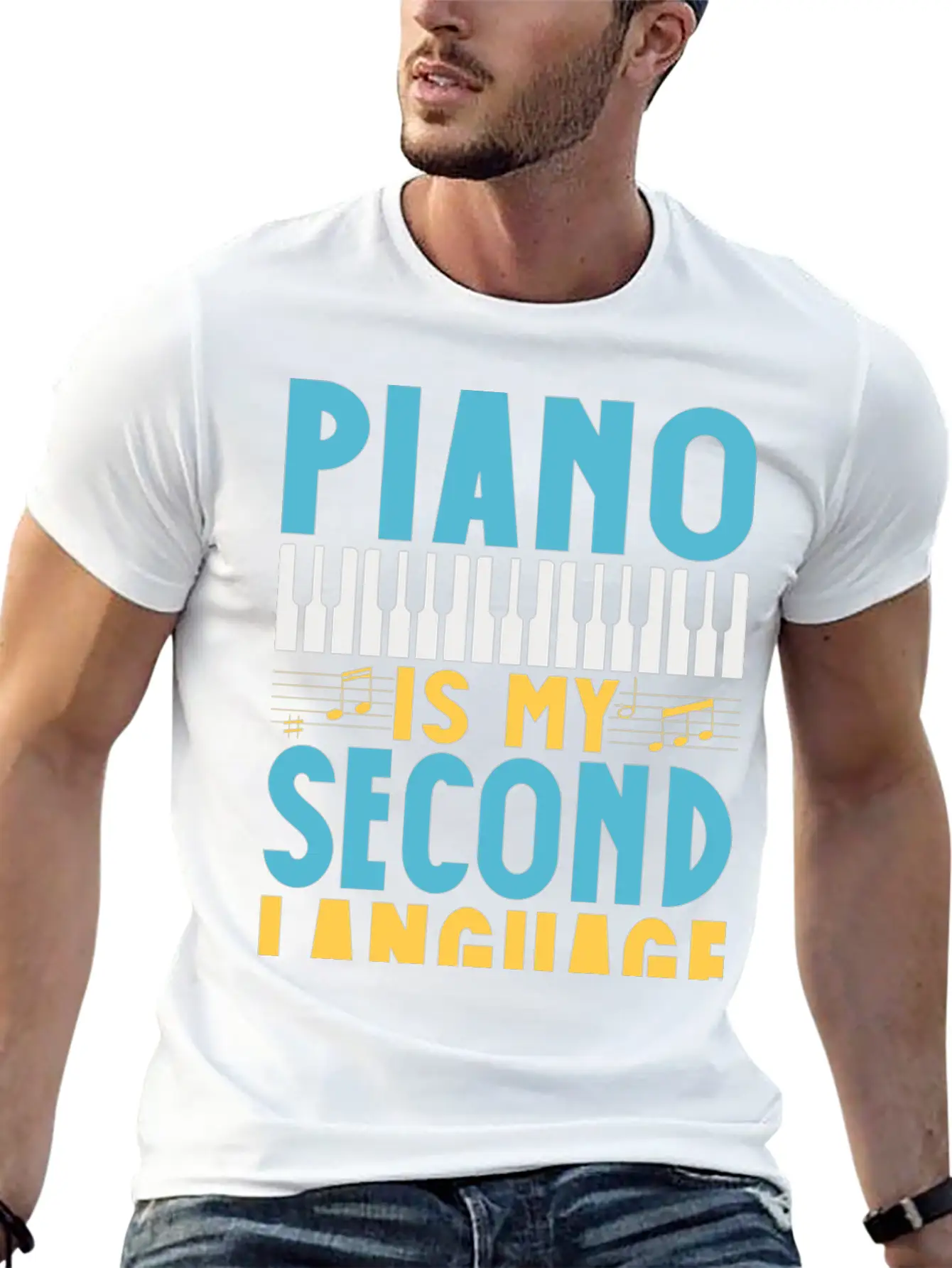 Pianist Is My Second Laguage Musician Piano Relaxed Everyday Tee – Lightweight And Durable Cotton