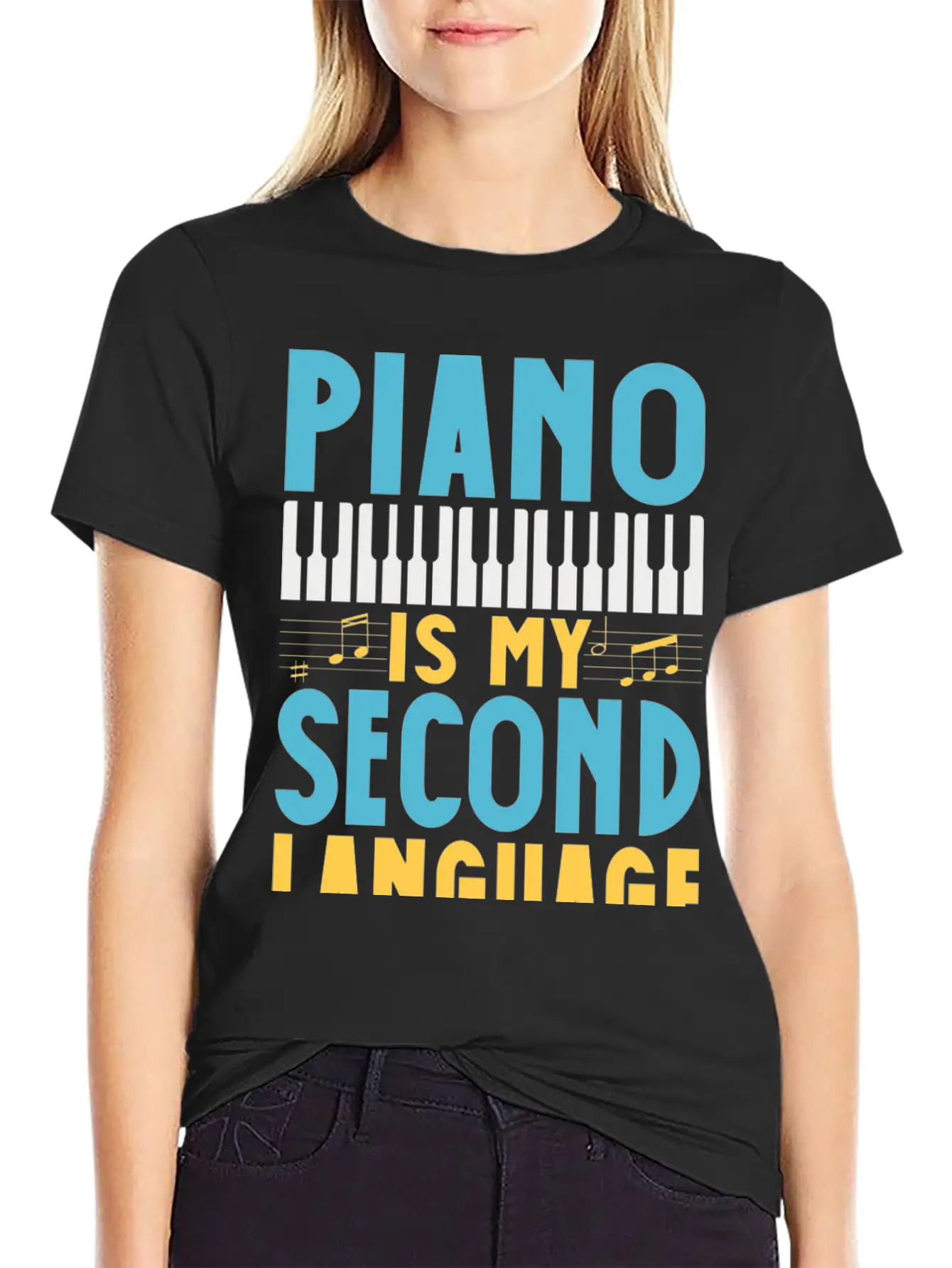 Pianist Is My Second Laguage Musician Piano Relaxed Everyday Tee – Lightweight And Durable Cotton