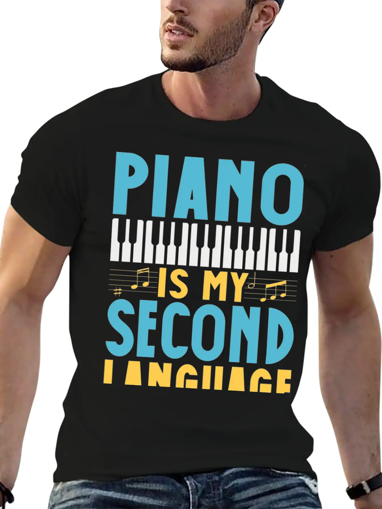 Pianist Is My Second Laguage Musician Piano Relaxed Everyday Tee – Lightweight And Durable Cotton