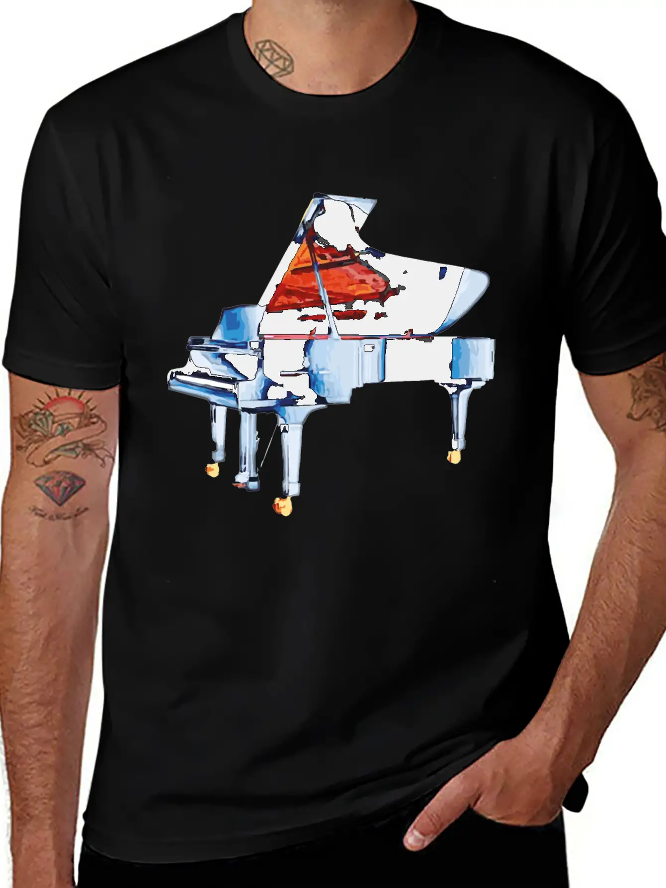 Piano Blues Solo Lightweight Cotton T-Shirt – Daily Comfort Graphic Shirt