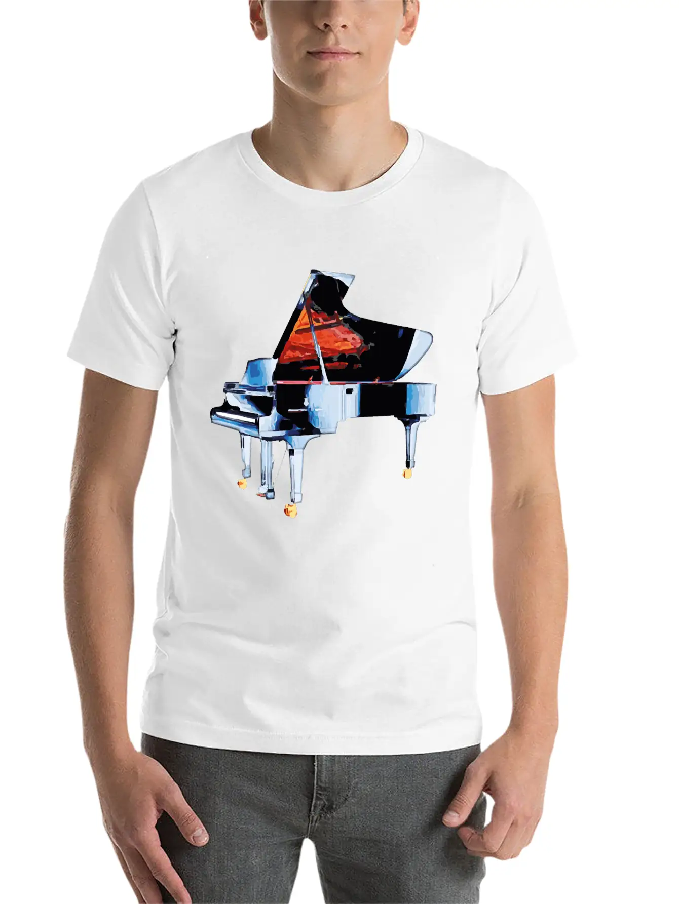Piano Blues Solo Lightweight Cotton T-Shirt – Daily Comfort Graphic Shirt