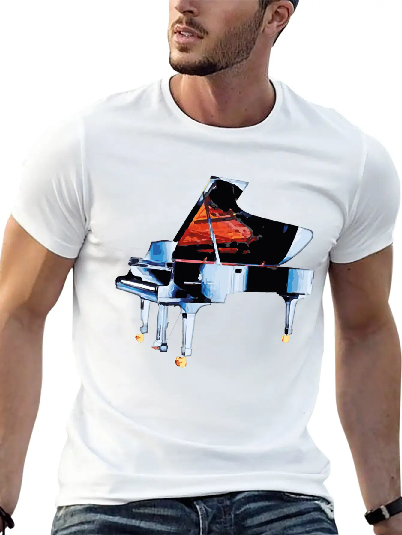 Piano Blues Solo Lightweight Cotton T-Shirt – Daily Comfort Graphic Shirt
