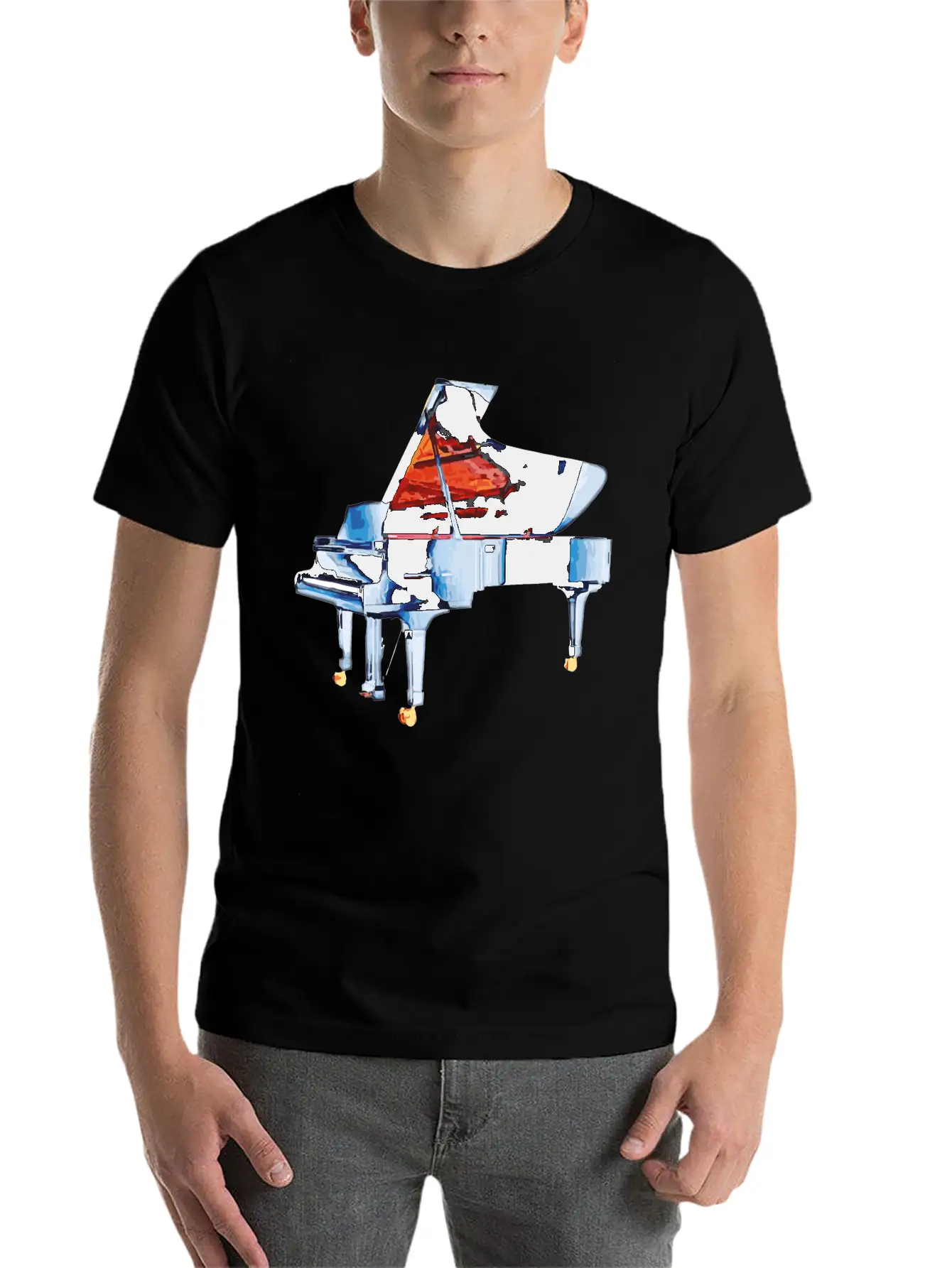 Piano Blues Solo Lightweight Cotton T-Shirt – Daily Comfort Graphic Shirt