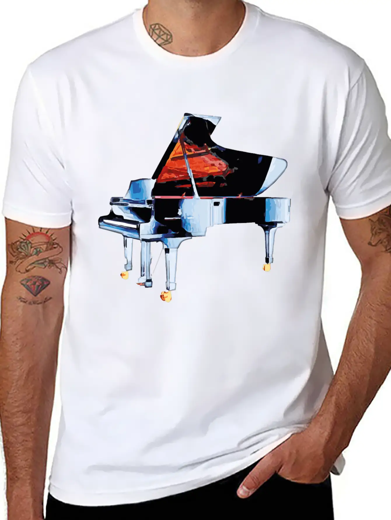 Piano Blues Solo Lightweight Cotton T-Shirt – Daily Comfort Graphic Shirt