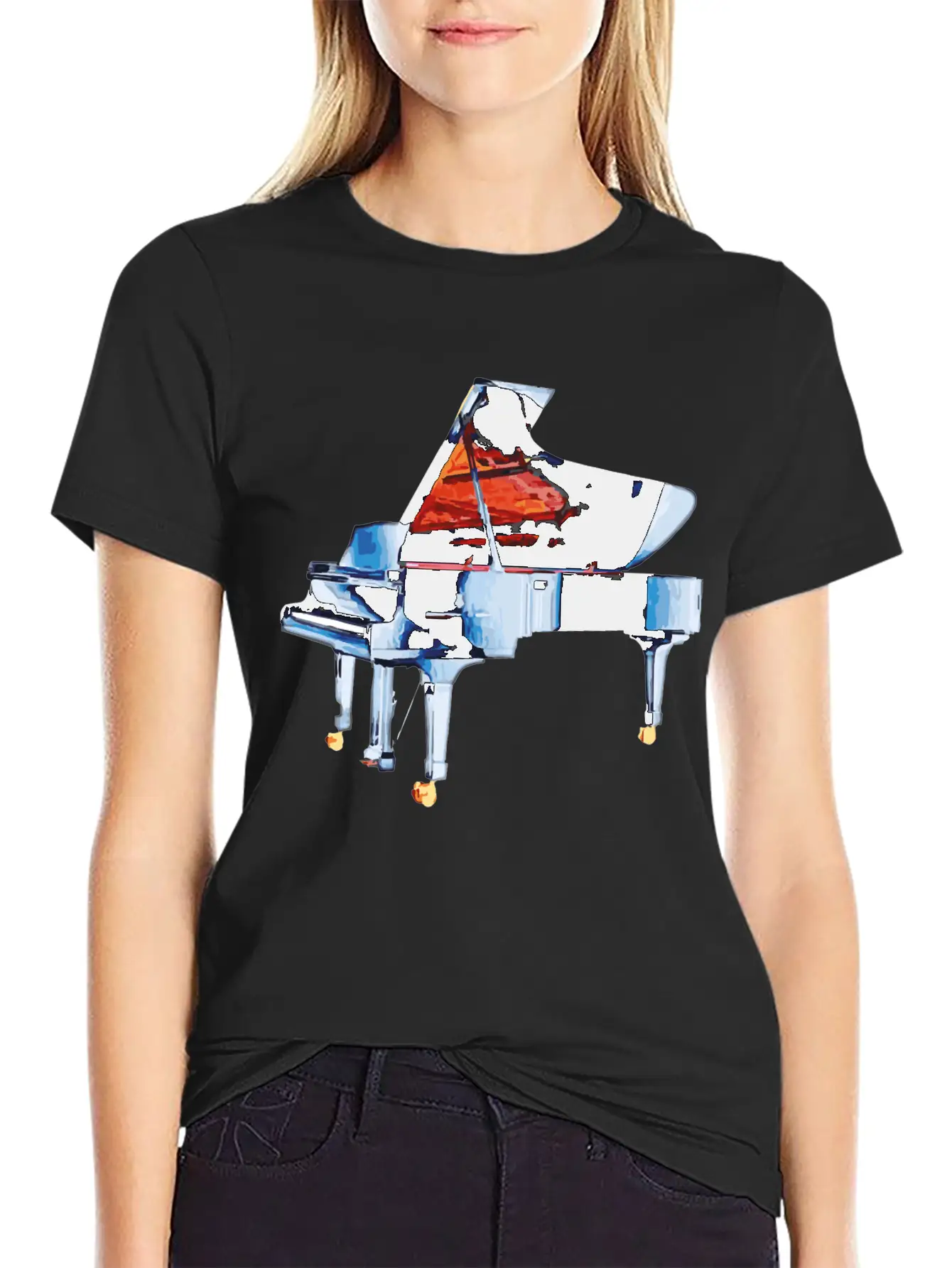Piano Blues Solo Lightweight Cotton T-Shirt – Daily Comfort Graphic Shirt