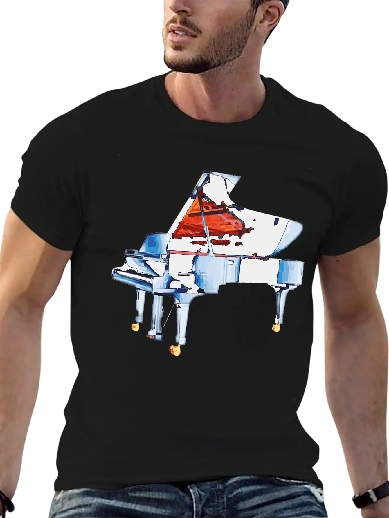 Piano Blues Solo Lightweight Cotton T-Shirt – Daily Comfort Graphic Shirt