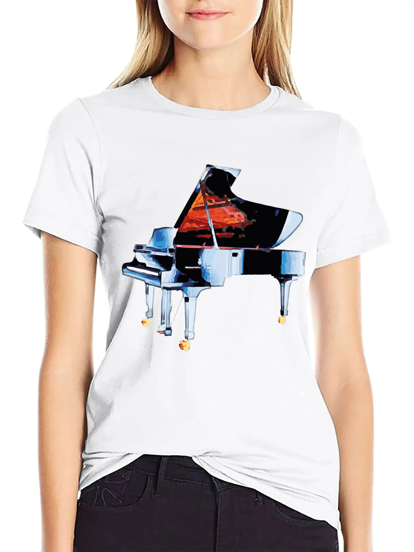 Piano Blues Solo Lightweight Cotton T-Shirt – Daily Comfort Graphic Shirt