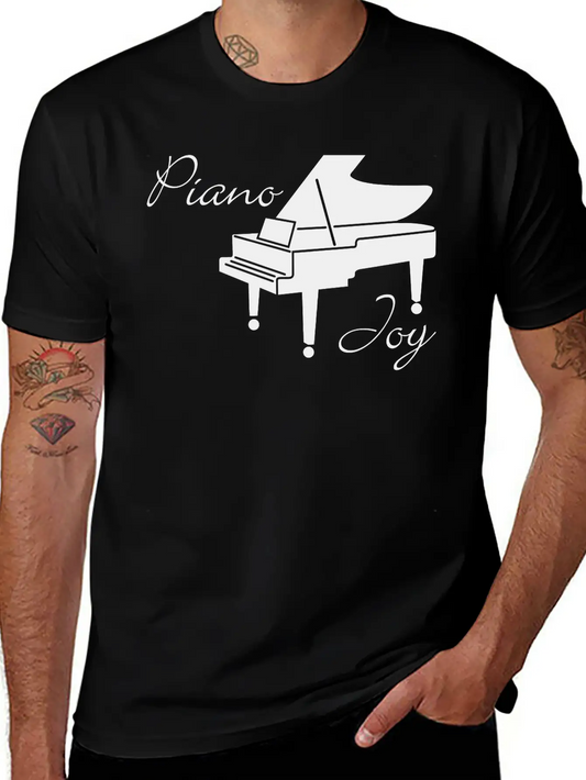 Piano Joy, Piano With Text: 'Piano Joy' Unisex Casual T-Shirt – Clean Design For Daily Comfort
