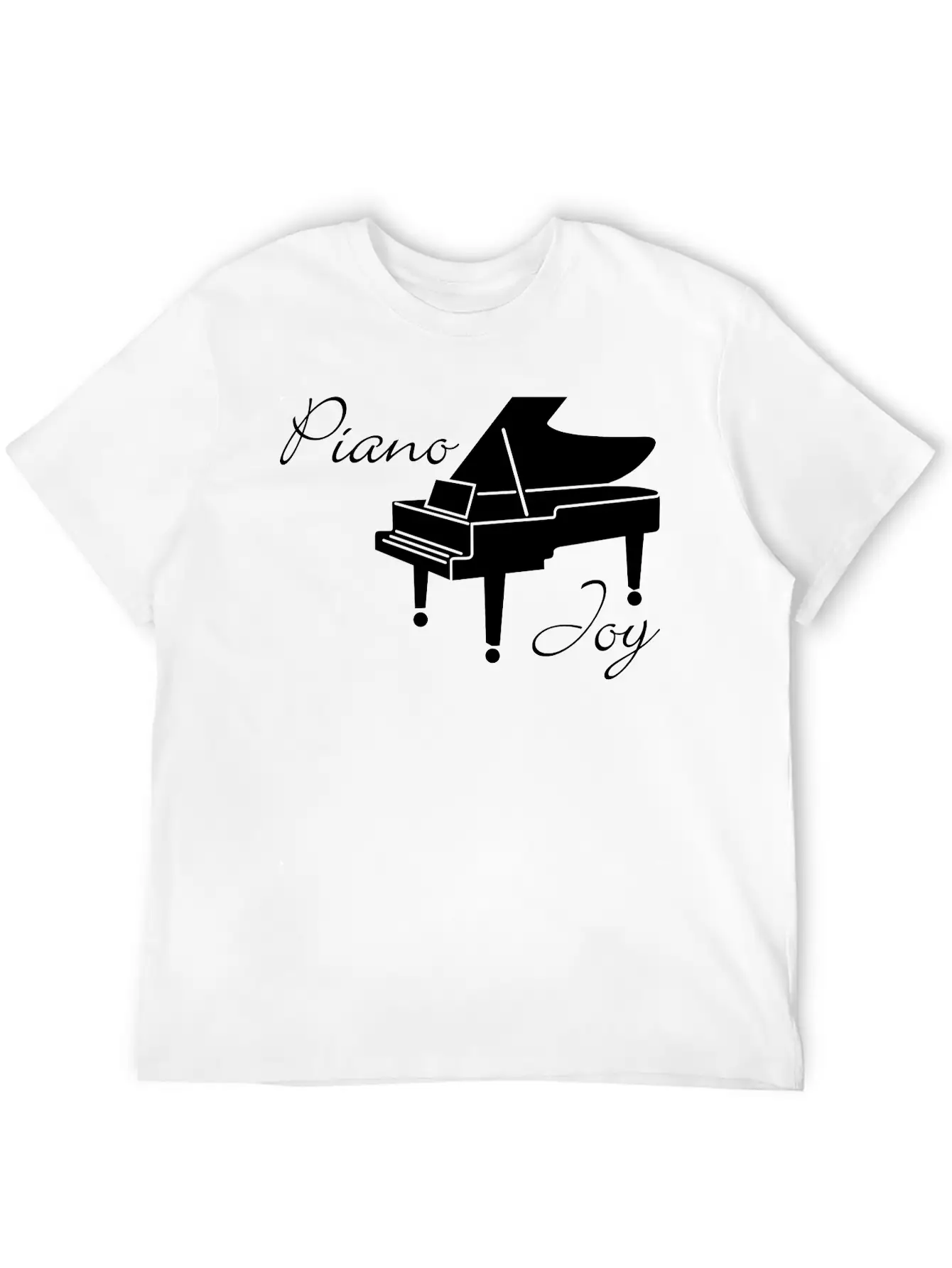 Piano Joy, Piano With Text: 'Piano Joy' Unisex Casual T-Shirt – Clean Design For Daily Comfort