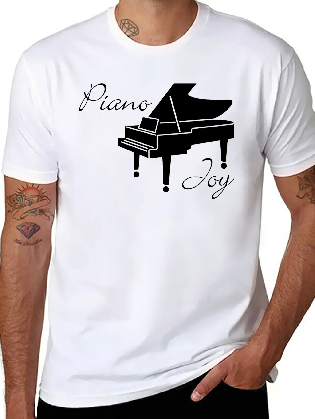 Piano Joy, Piano With Text: 'Piano Joy' Unisex Casual T-Shirt – Clean Design For Daily Comfort