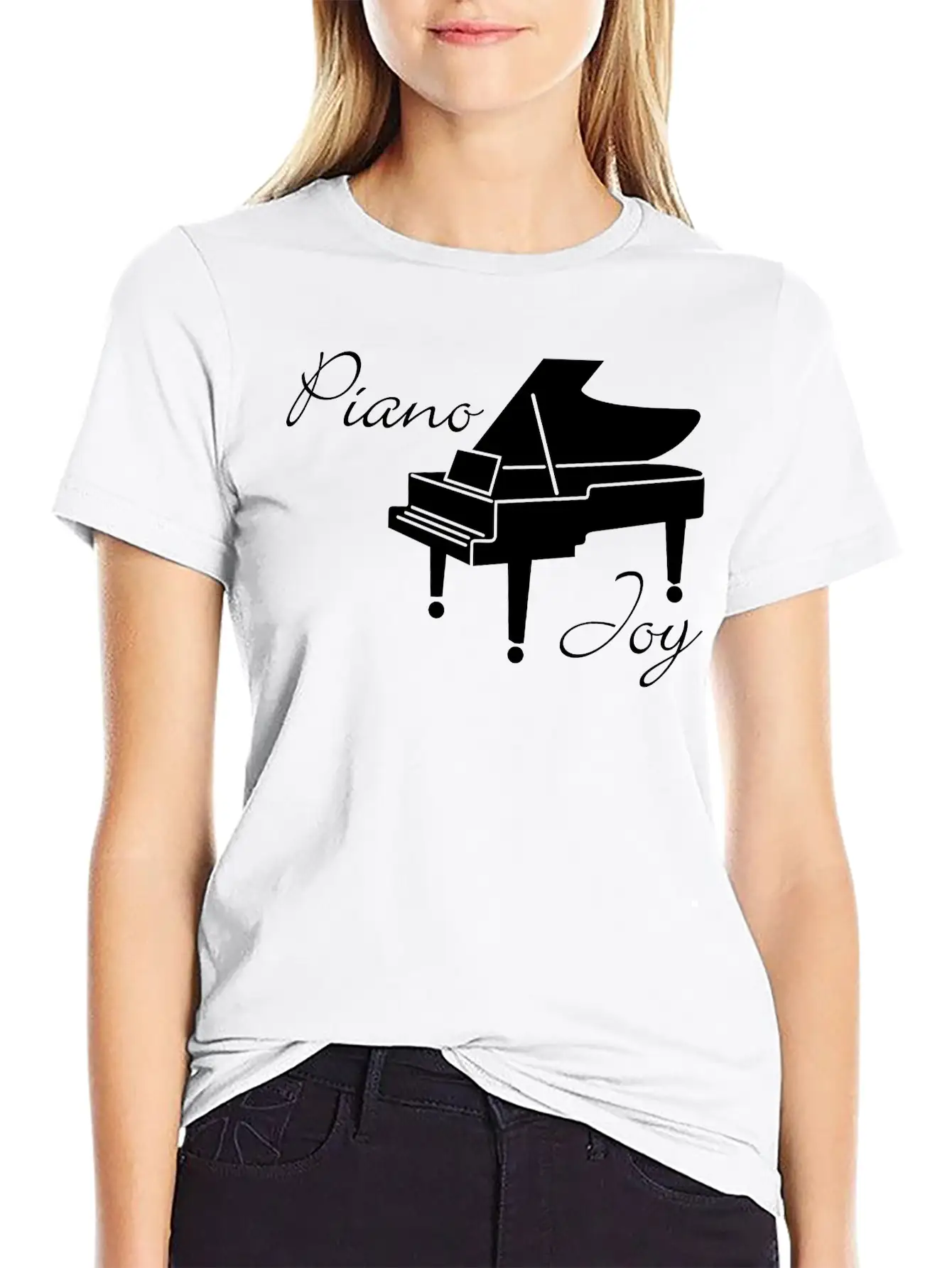 Piano Joy, Piano With Text: 'Piano Joy' Unisex Casual T-Shirt – Clean Design For Daily Comfort