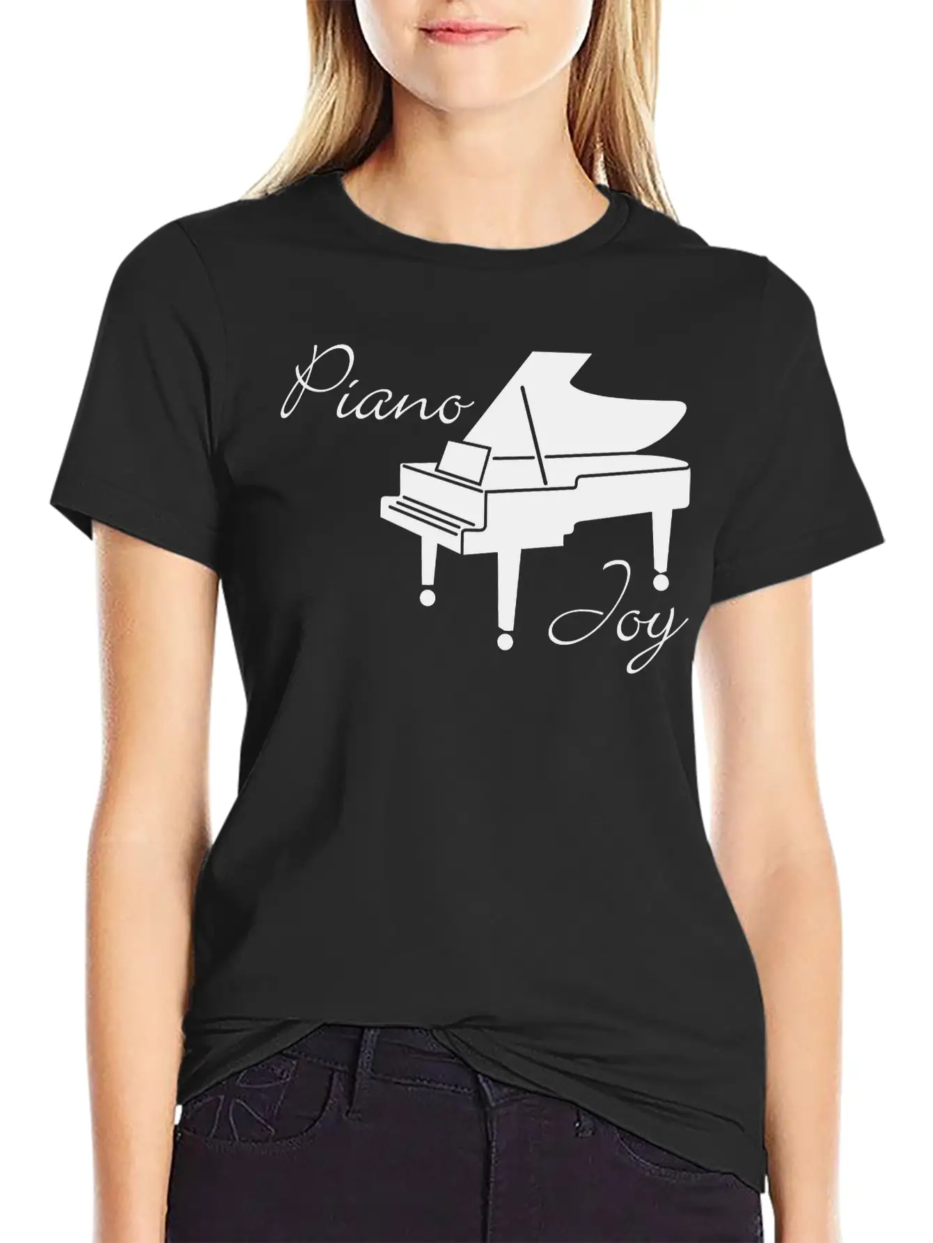 Piano Joy, Piano With Text: 'Piano Joy' Unisex Casual T-Shirt – Clean Design For Daily Comfort
