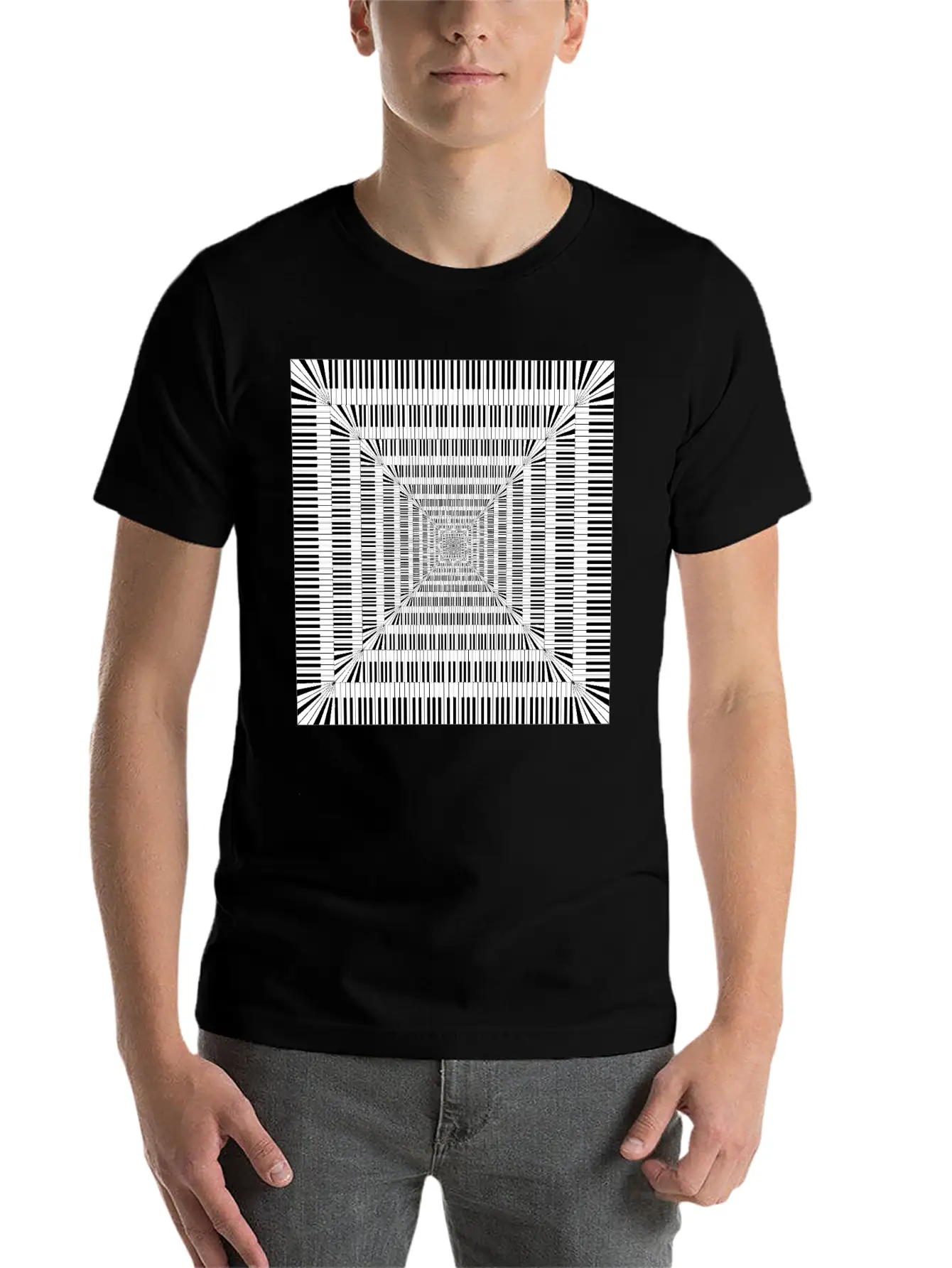 Piano Keys Square Vortex Comfortable Minimalist Graphic Tee – Summer Style Essential