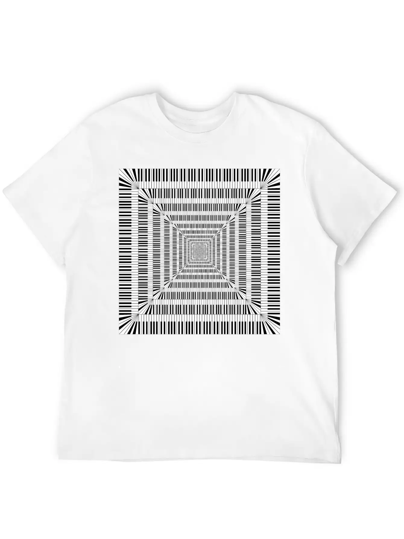 Piano Keys Square Vortex Comfortable Minimalist Graphic Tee – Summer Style Essential