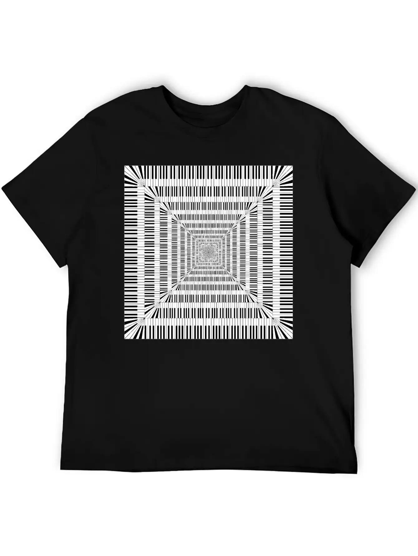 Piano Keys Square Vortex Comfortable Minimalist Graphic Tee – Summer Style Essential