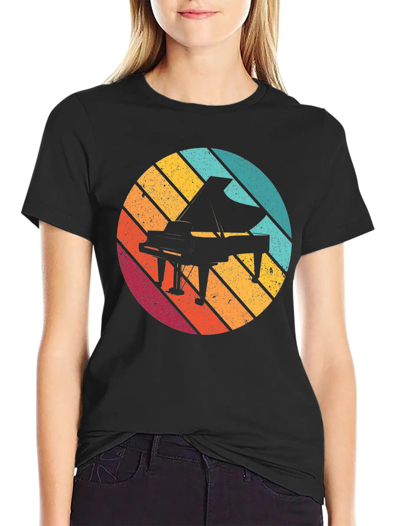 Piano Music Instrument Gift Pianist Keyboard Play Unisex Casual T-Shirt – Clean Design For Daily Comfort