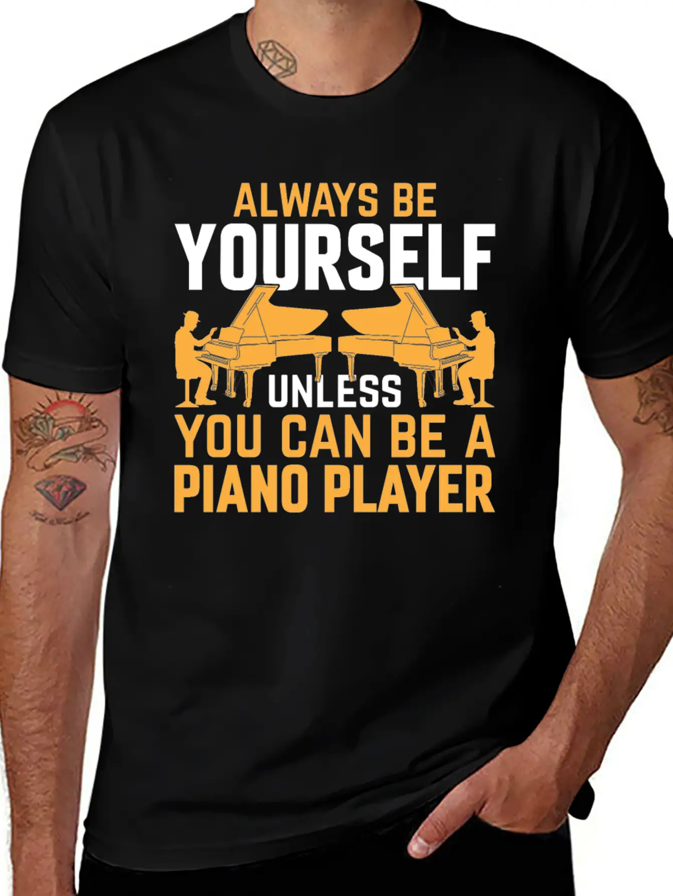 Piano Musician Pianist - Funny Piano Player Lightweight Cotton T-Shirt – Daily Comfort Graphic Shirt
