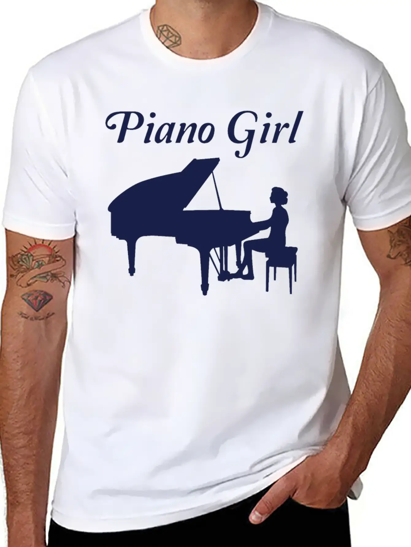 Piano Player Grand Piano Pianist Women Girls Gift Stylish Everyday T-Shirt – Unisex Basic Cotton Tee