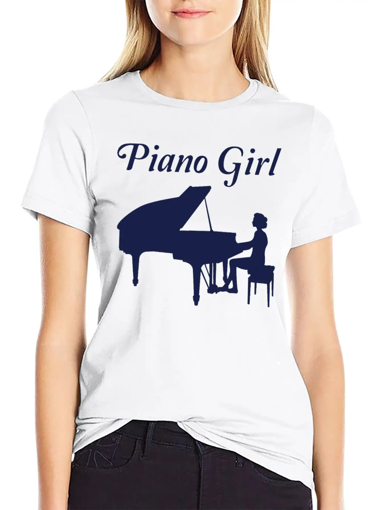 Piano Player Grand Piano Pianist Women Girls Gift Stylish Everyday T-Shirt – Unisex Basic Cotton Tee