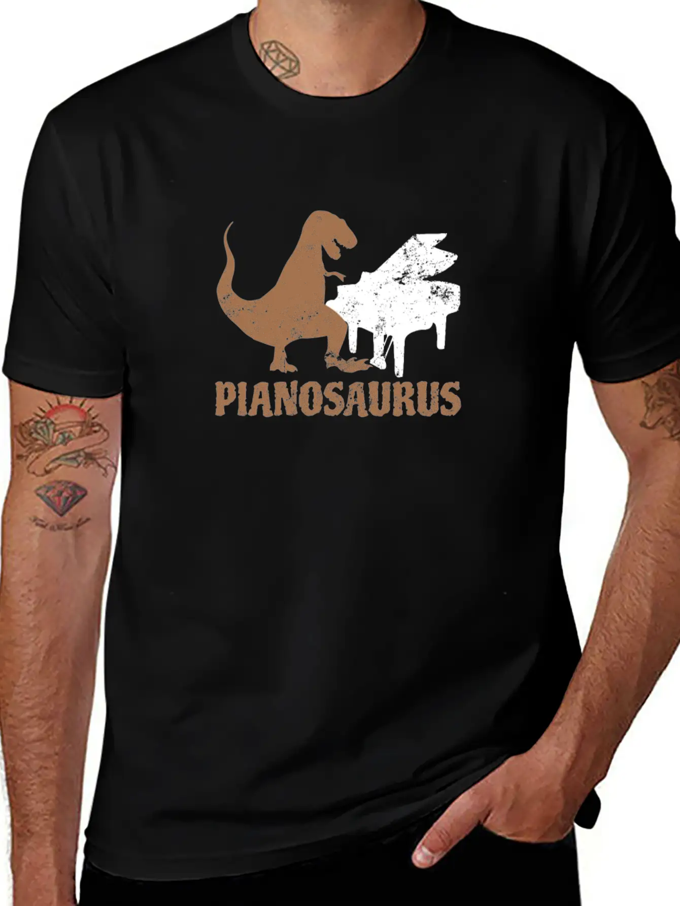 Piano Teacher Pianosaurus Dinosaur Gift Lightweight Cotton T-Shirt – Daily Comfort Graphic Shirt