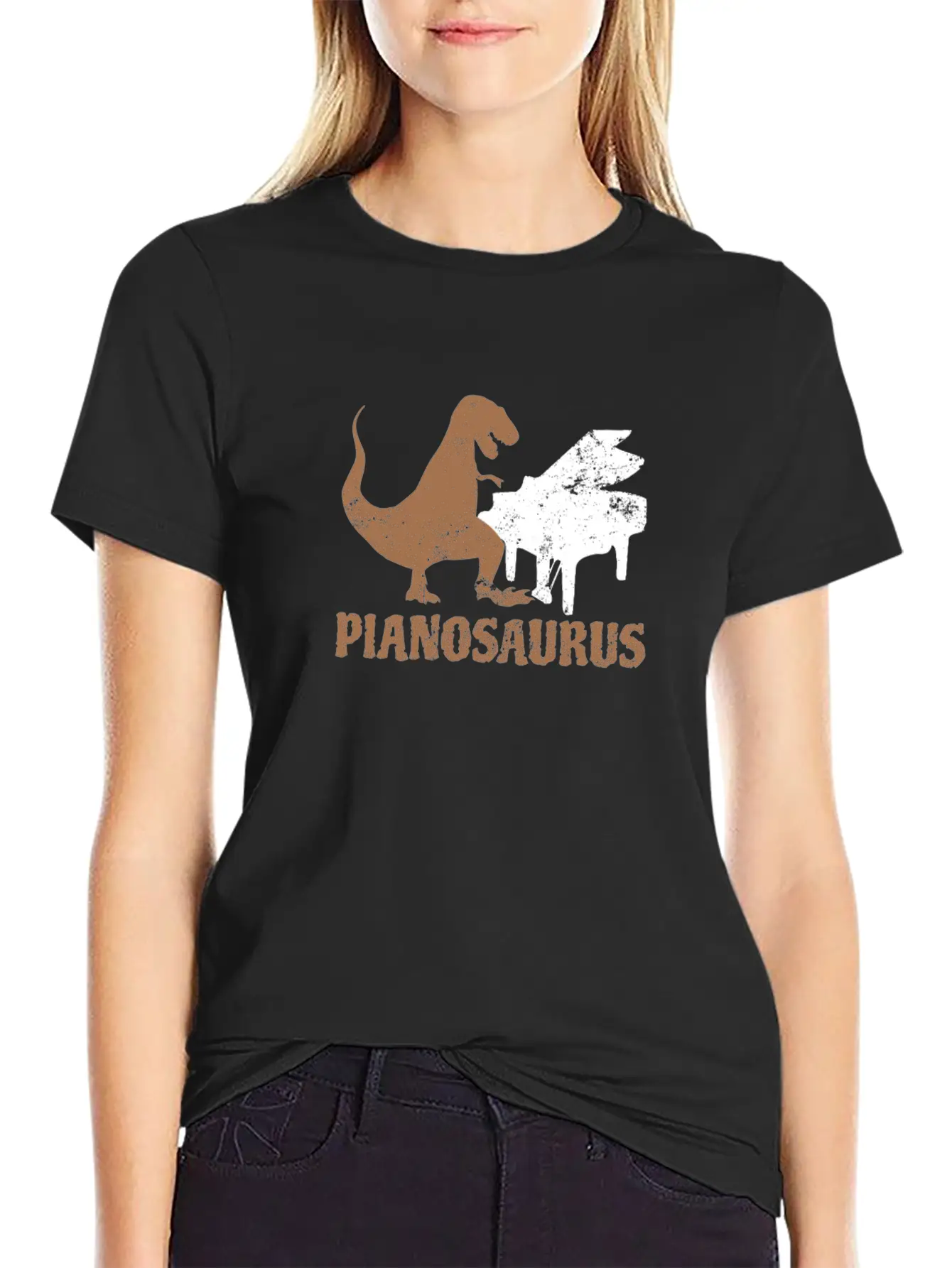 Piano Teacher Pianosaurus Dinosaur Gift Lightweight Cotton T-Shirt – Daily Comfort Graphic Shirt
