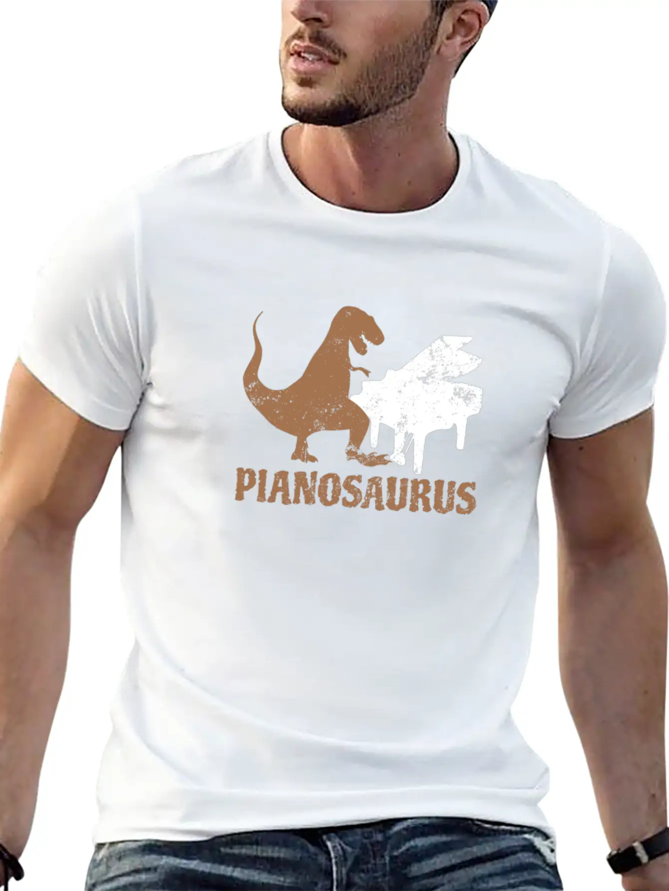 Piano Teacher Pianosaurus Dinosaur Gift Lightweight Cotton T-Shirt – Daily Comfort Graphic Shirt