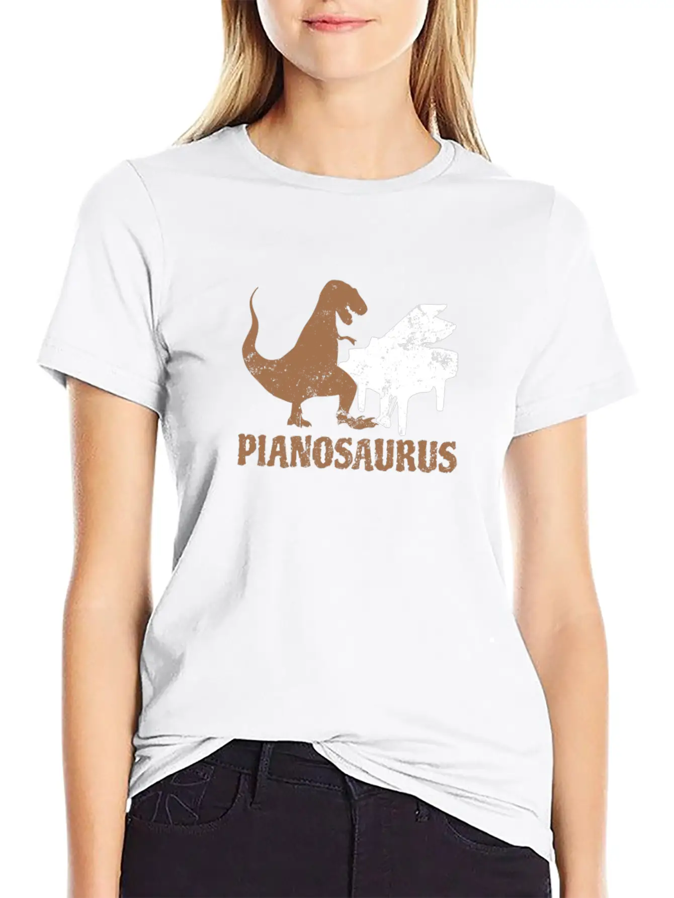 Piano Teacher Pianosaurus Dinosaur Gift Lightweight Cotton T-Shirt – Daily Comfort Graphic Shirt