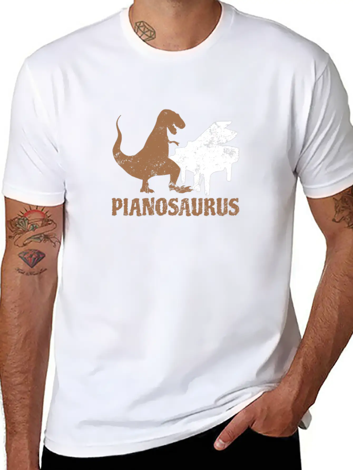 Piano Teacher Pianosaurus Dinosaur Gift Lightweight Cotton T-Shirt – Daily Comfort Graphic Shirt