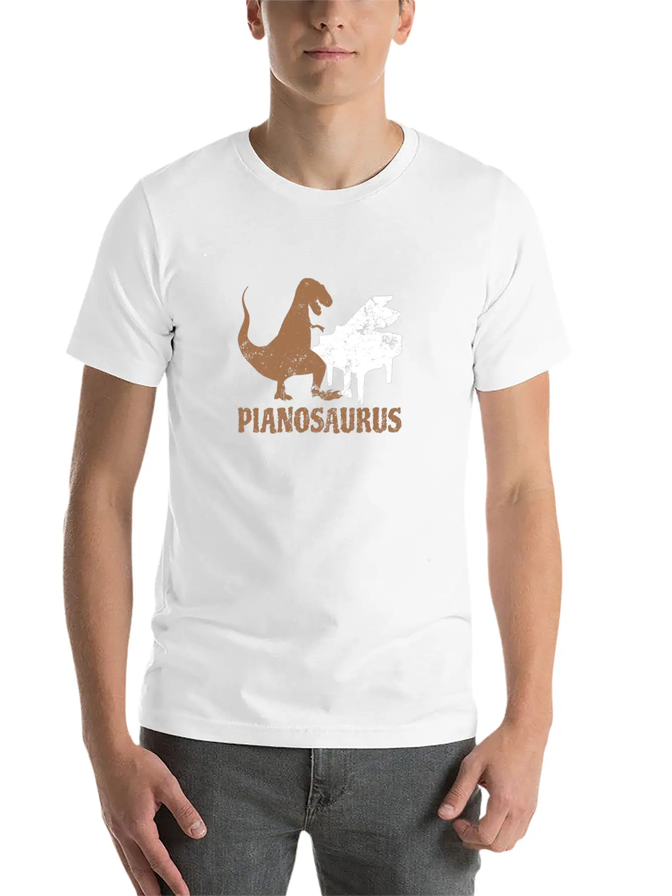 Piano Teacher Pianosaurus Dinosaur Gift Lightweight Cotton T-Shirt – Daily Comfort Graphic Shirt