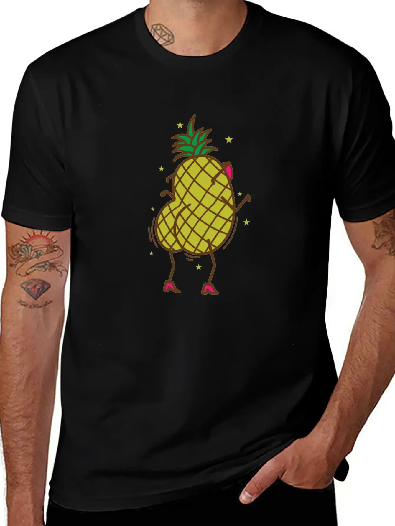 Pineapple Dancing Tropical Sweet Fruit Lightweight Cotton T-Shirt – Daily Comfort Graphic Shirt