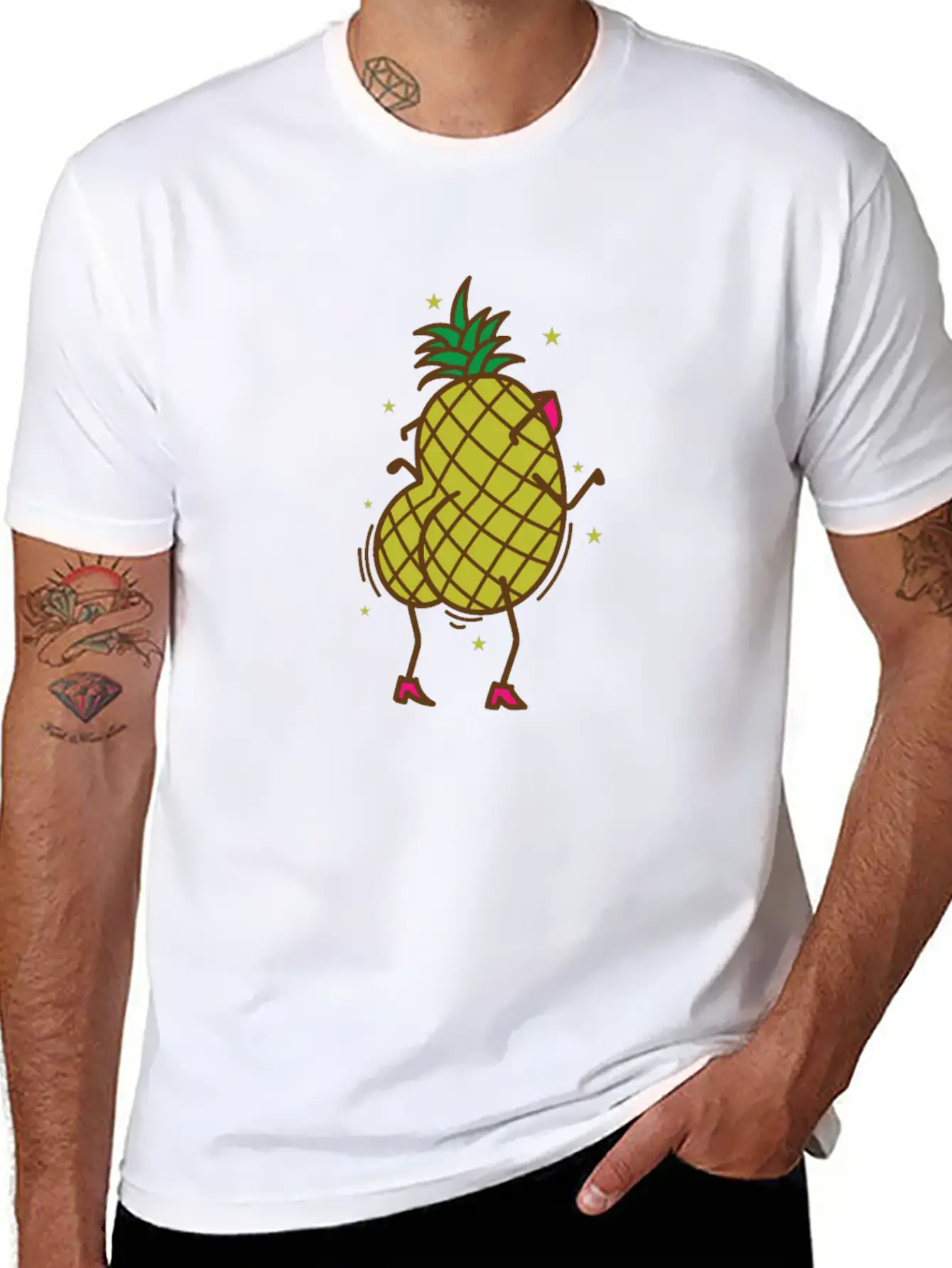 Pineapple Dancing Tropical Sweet Fruit Lightweight Cotton T-Shirt – Daily Comfort Graphic Shirt